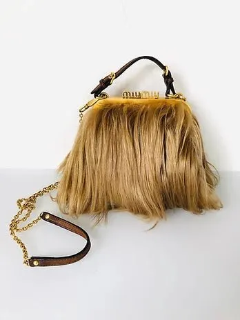 2000s MIU MIU MONGOLIAN GOAT FUR Clutch Shoulder BAG