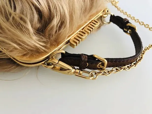 2000s MIU MIU MONGOLIAN GOAT FUR Clutch Shoulder BAG