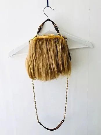 2000s MIU MIU MONGOLIAN GOAT FUR Clutch Shoulder BAG