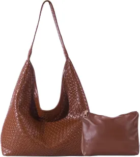 2025 Woven Tote Bag for Women, Fashion Shoulder Hobo Bags, Leather Woven Beach Bag, Work Purses for Women