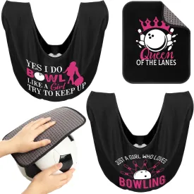 3 Pcs Bowling Ball Polisher Gifts Microfiber Bowling Seesaw Bag with 10'' x 8'' Bowling Towel Shammy Pad Bowling Accessories for Bowlers Women Bowling Lovers