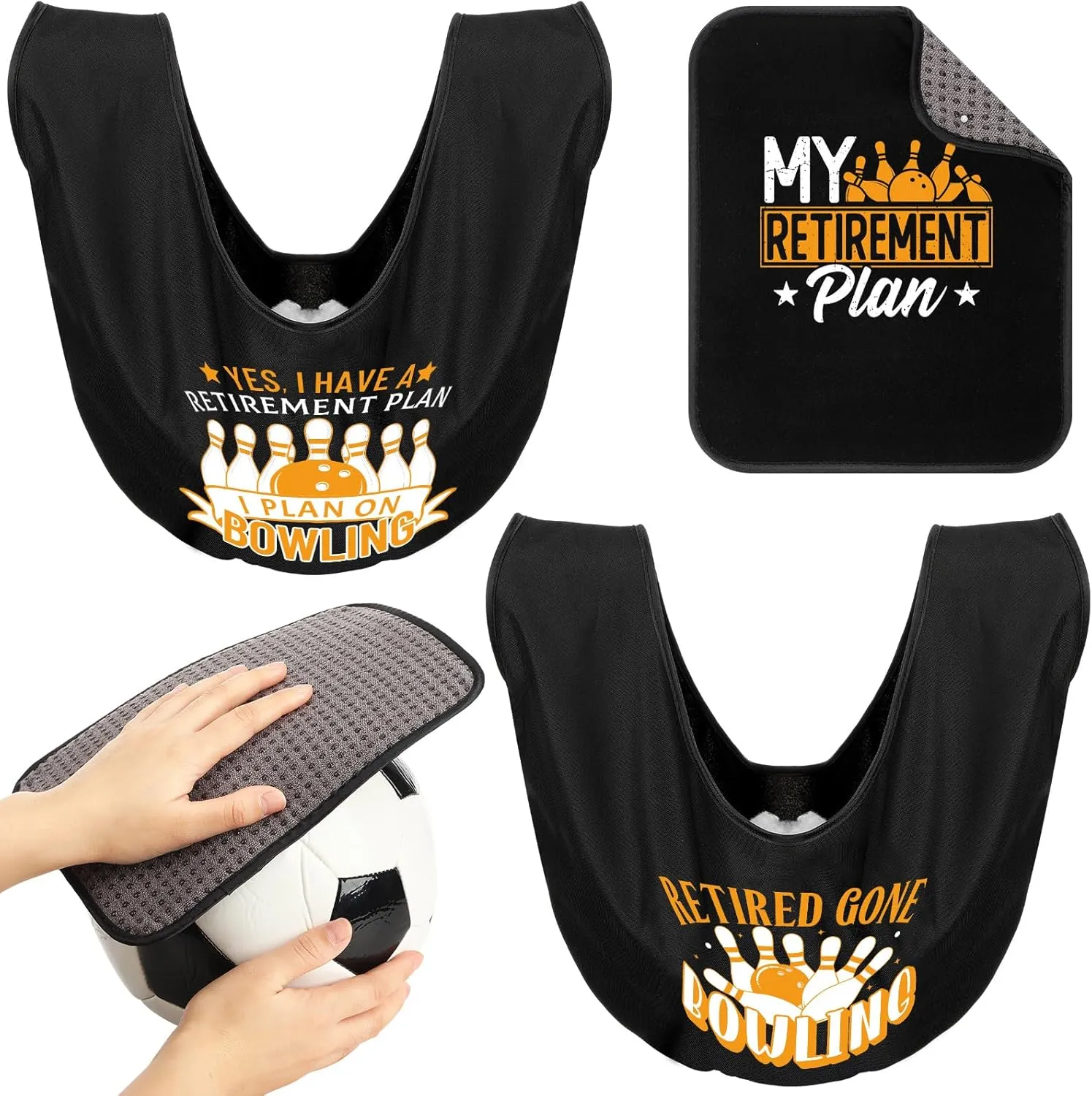 3 Pcs Bowling Ball Polisher Gifts Microfiber Bowling Seesaw Bag with 10'' x 8'' Bowling Towel Shammy Pad Bowling Accessories for Bowlers Women Bowling Lovers