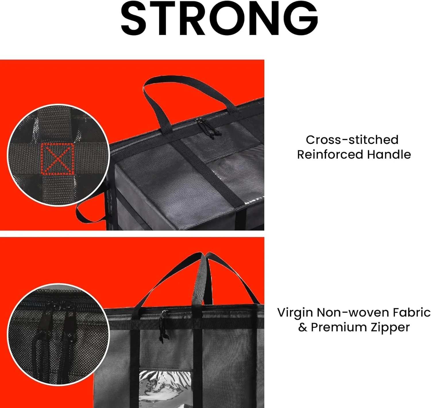 3XL Insulated Cooler Bag and Food Warmer for Delivery & Grocery Shopping with Zippered Top, Black (1 Pack)