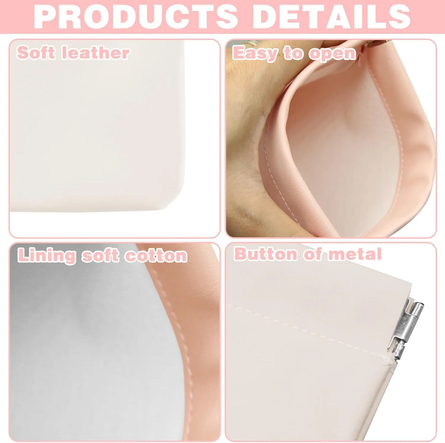 4Pcs Small Makeup Bag, Travel Storage Pouch for Women, Press Buckle Cosmetic Organizer for Lipstick, Jewelry and Purse
