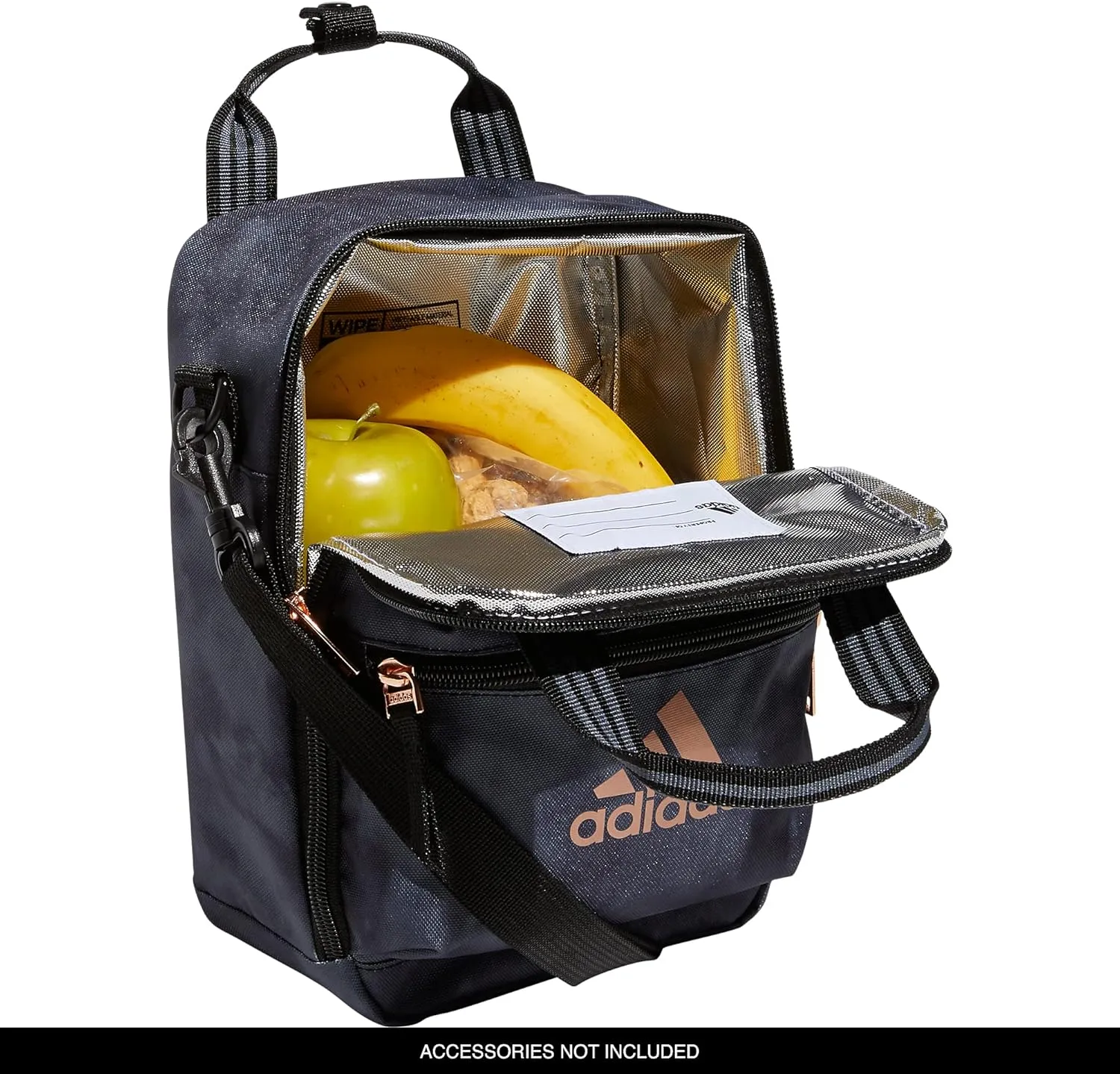 adidas Squad (7L) Food Container Carry Box Insulated Lunch Bag, Stone Wash Carbon/Rose Gold, One Size