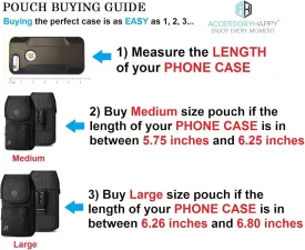 AH Military Grade Case w/Storage Pocket, Compatible w/iPhone 12 Pro Max iPhone 8 Plus,7 Plus iPhone16 Plus 16 Pro Cell Phone Nylon Belt Holster Carrying Bag Fits Phone w/Thick CASE (Large)