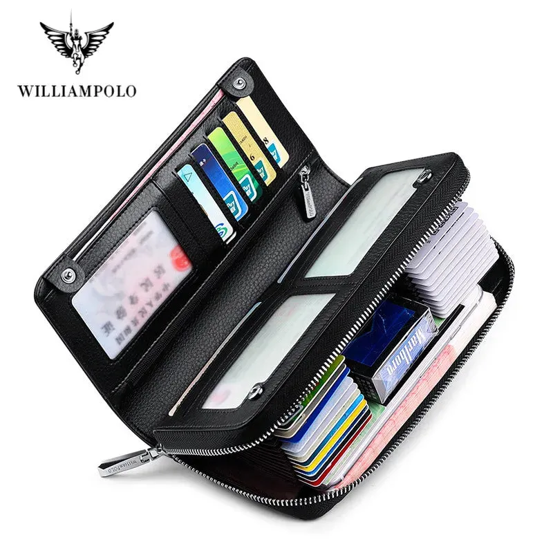 Anti-Theft Leather Long Wallet