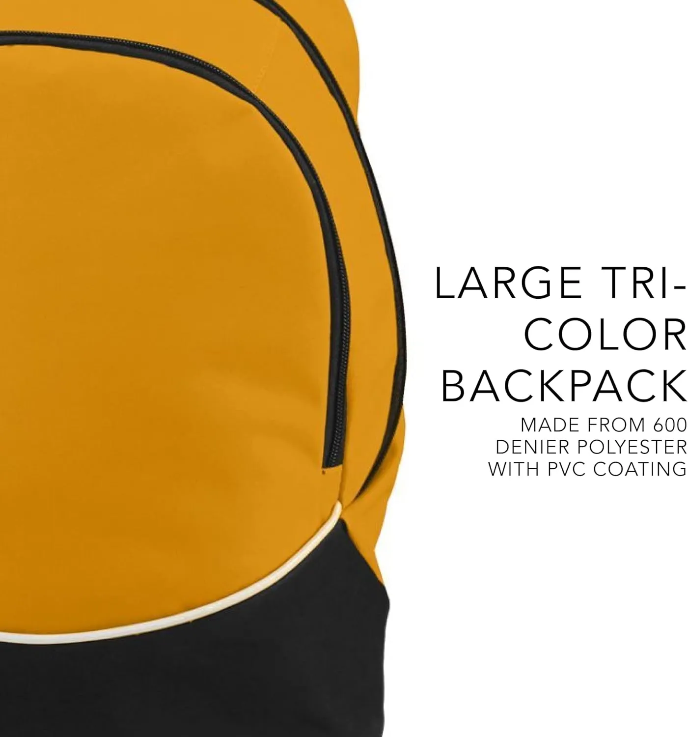Augusta Sportswear Large Tri-Color Backpack, One Size, Gold/Black/White