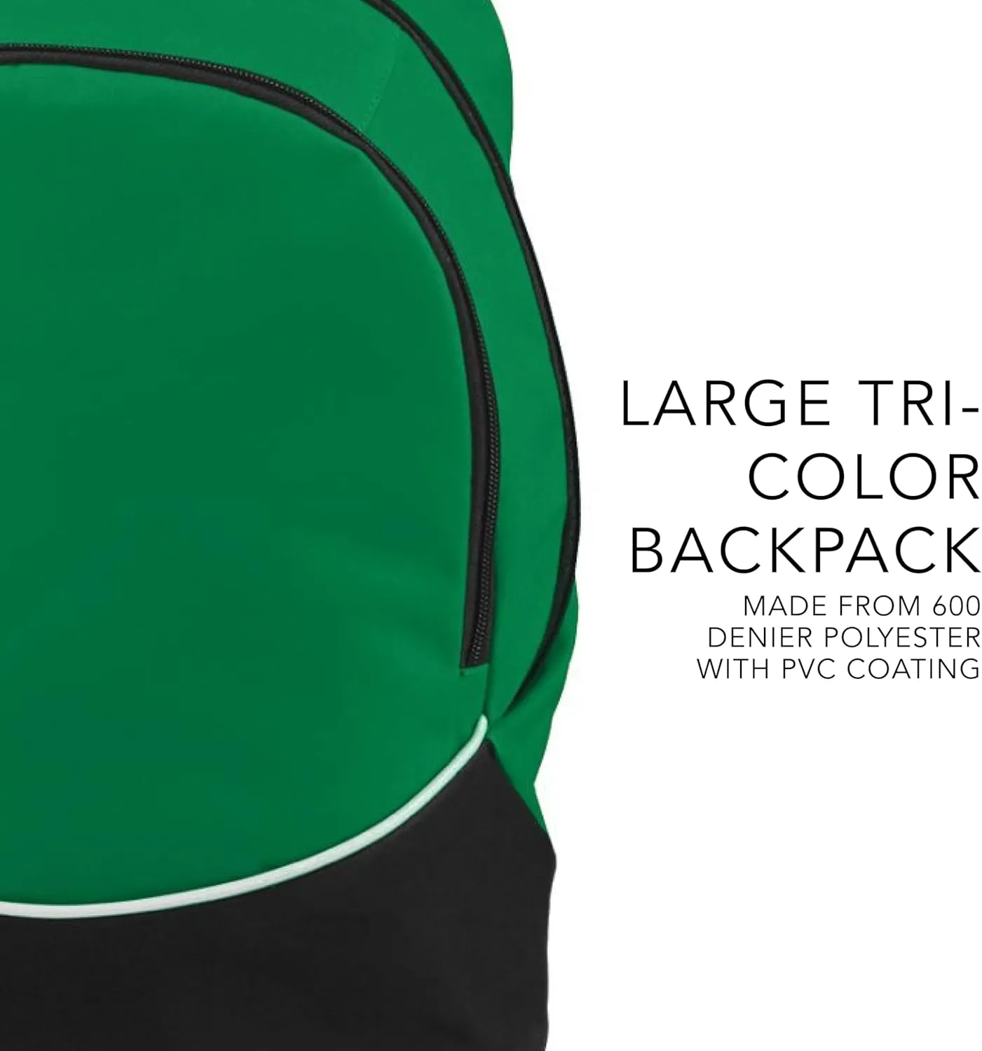 Augusta Sportswear Large Tri-Color Backpack, One Size, Kelly/Black/White