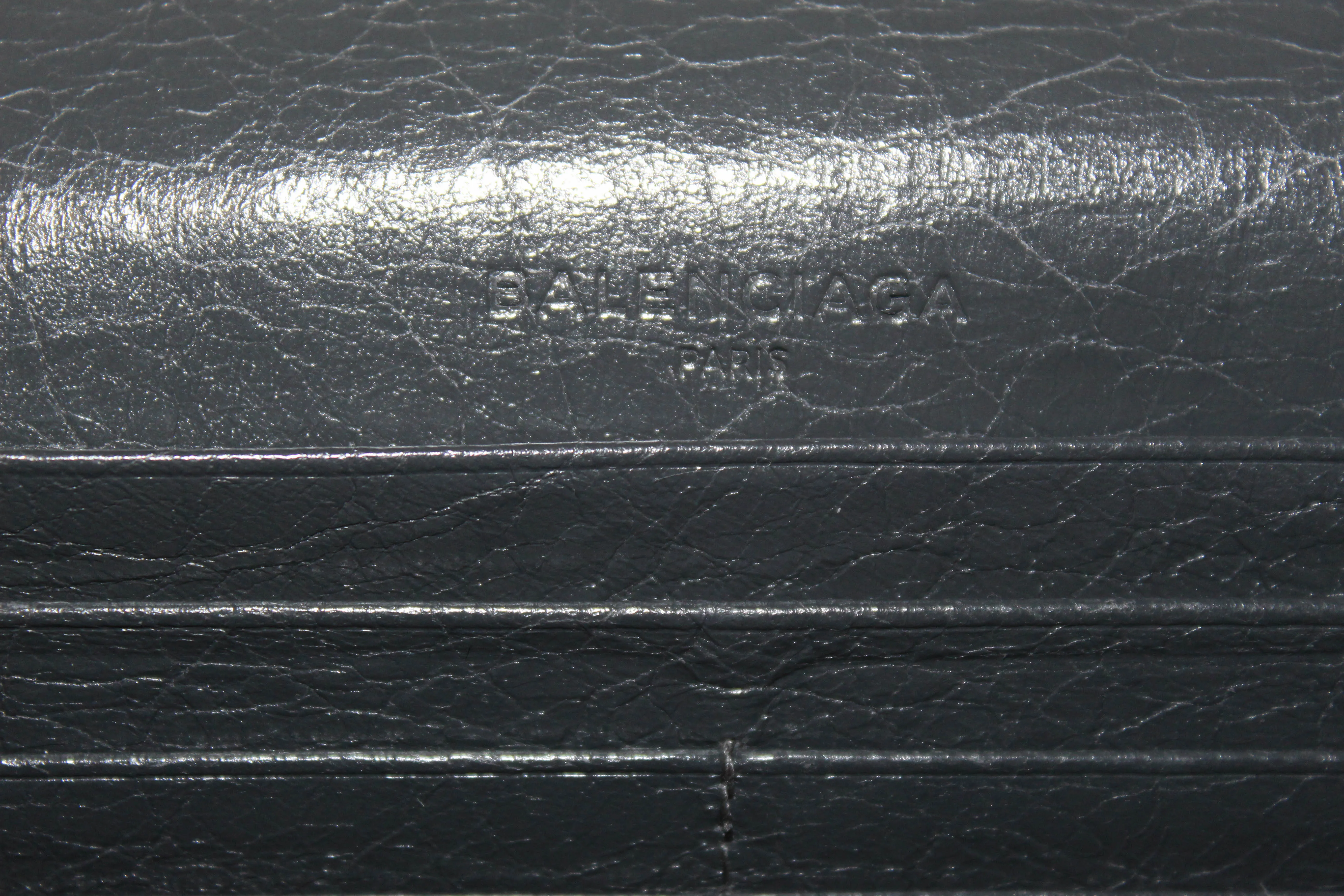 Authentic Balenciaga Grey Giant 12 Gold City Lambskin Leather Flap Wallet