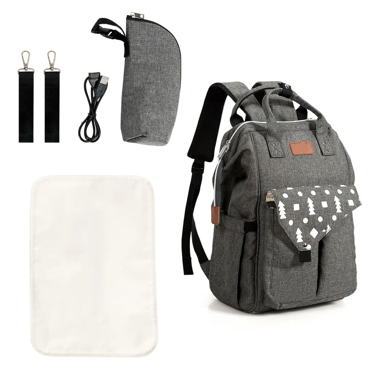 Baby Waterproof Diaper/Nappy Backpack w/USB Charging Port