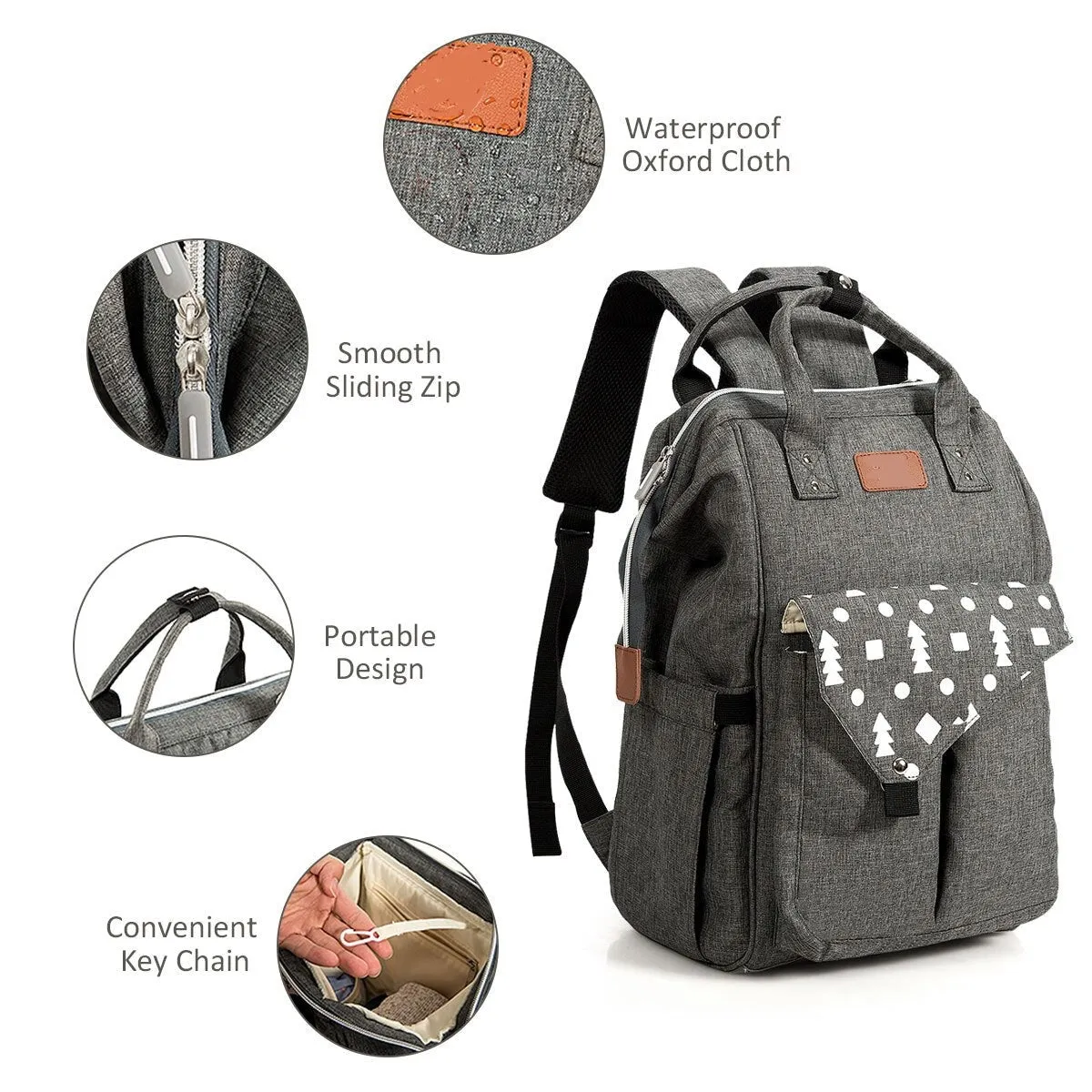 Baby Waterproof Diaper/Nappy Backpack w/USB Charging Port