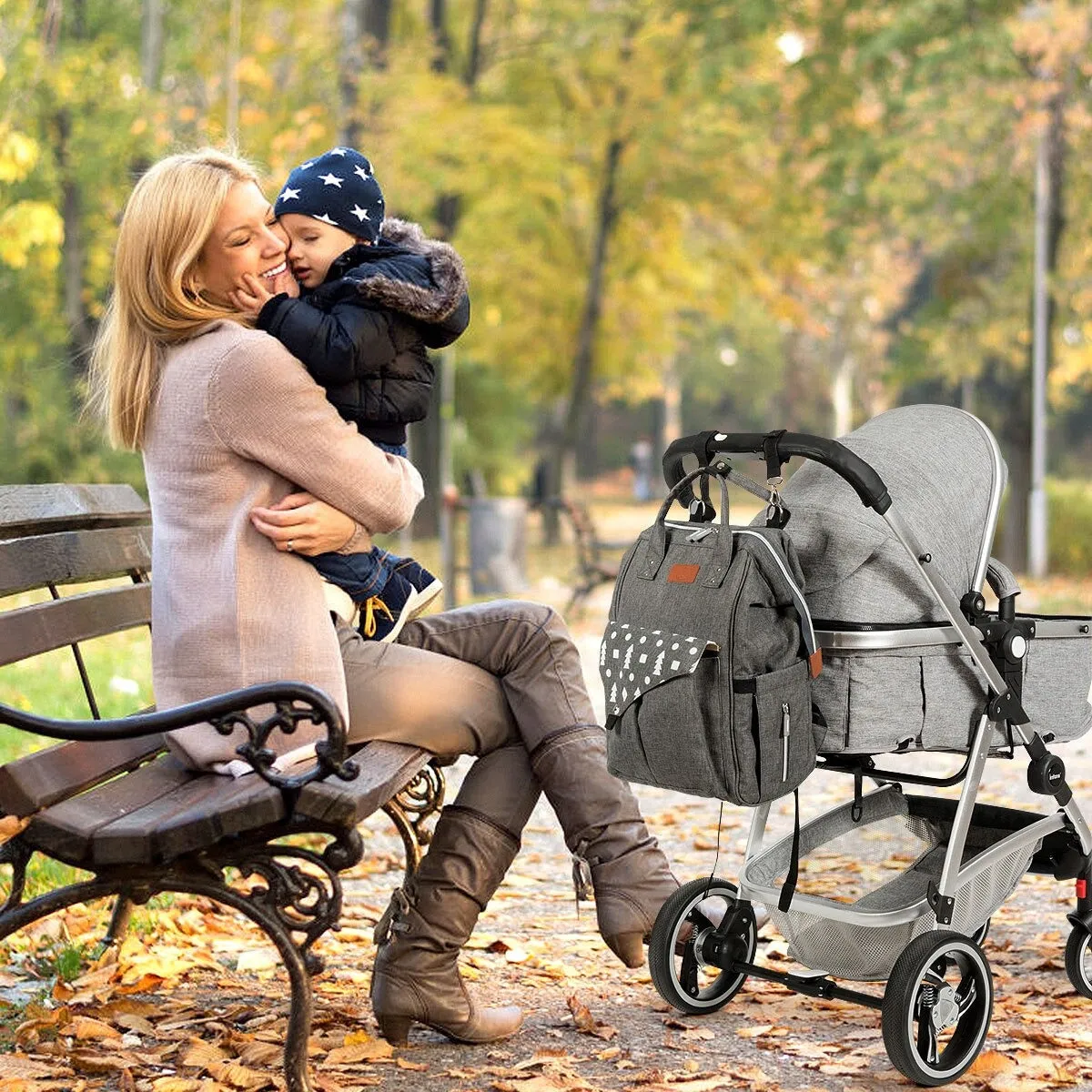 Baby Waterproof Diaper/Nappy Backpack w/USB Charging Port