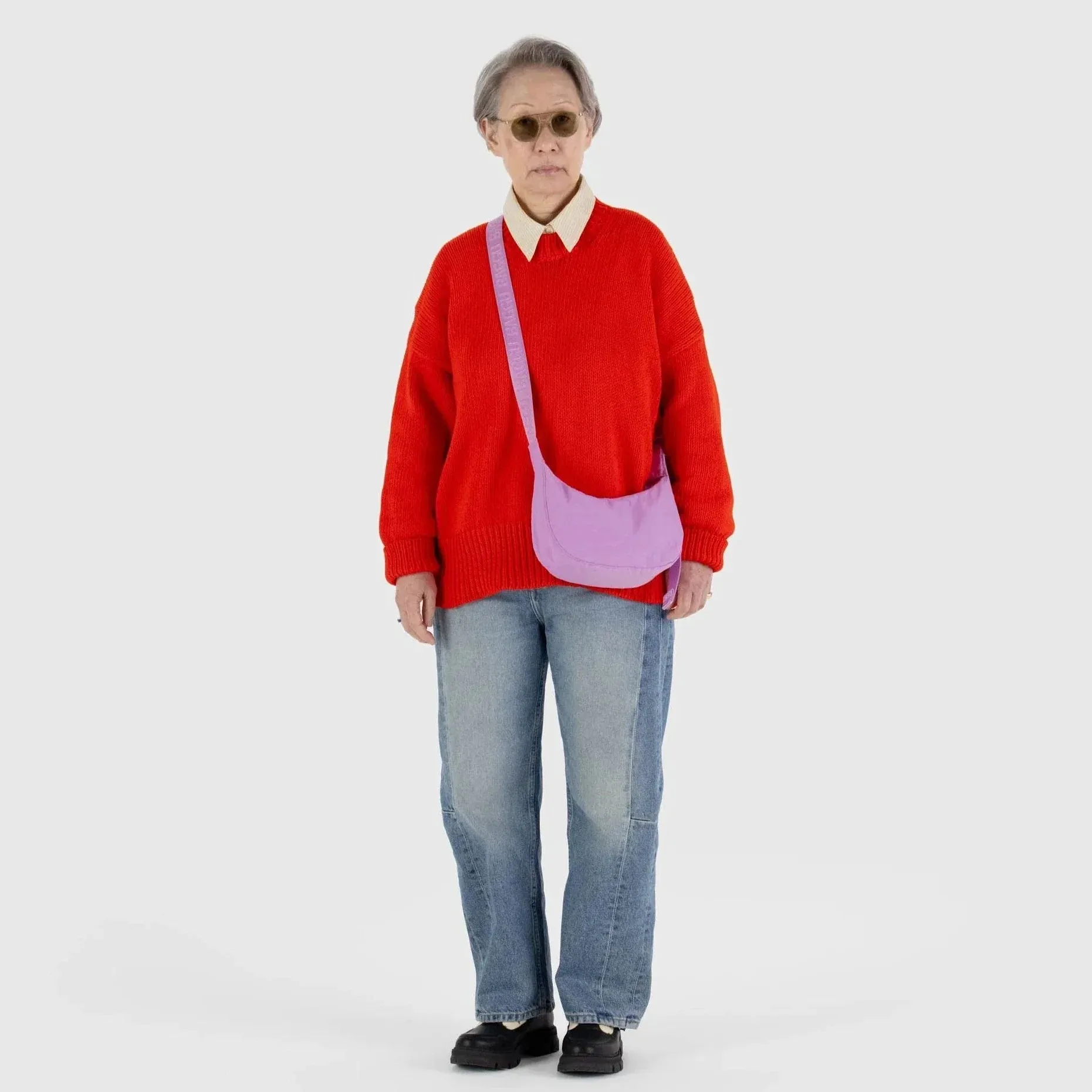 Baggu Small Nylon Crescent Bag in Peony