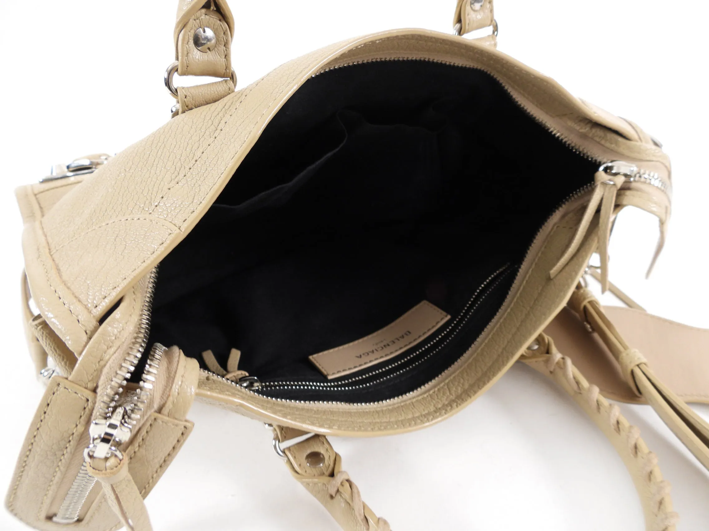 Balenciaga Beige Small Metallic Edge City Bag