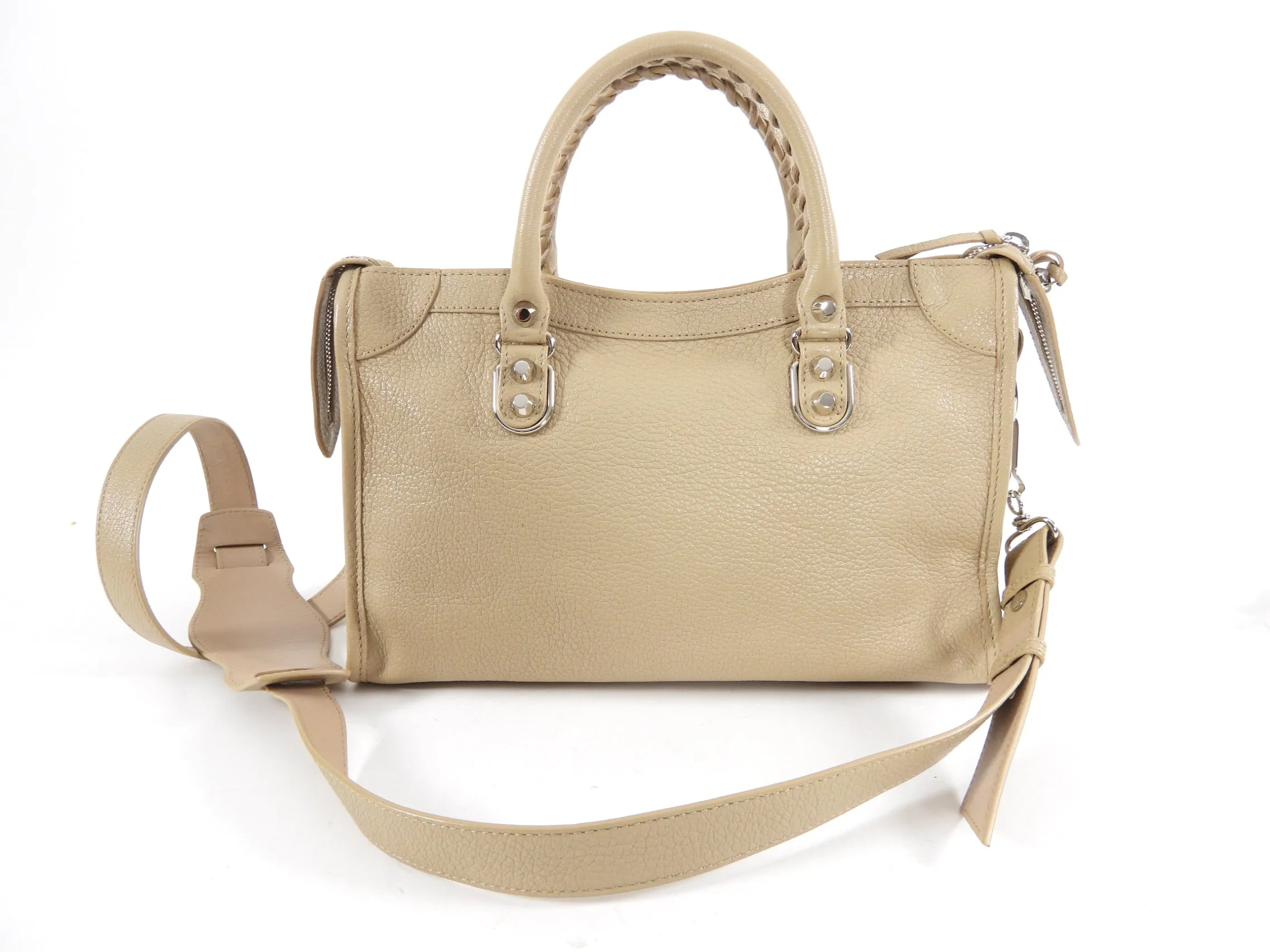 Balenciaga Beige Small Metallic Edge City Bag