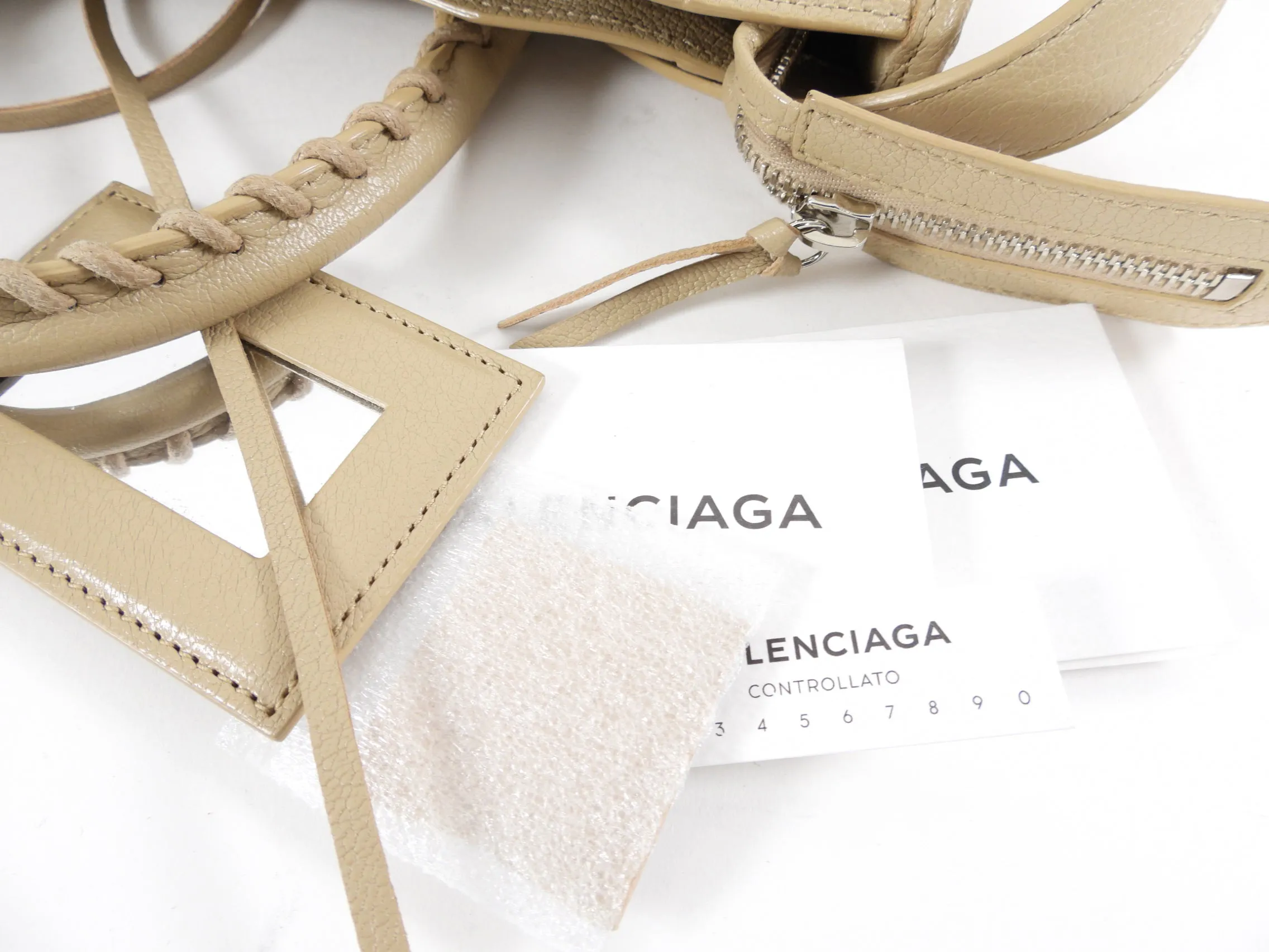 Balenciaga Beige Small Metallic Edge City Bag