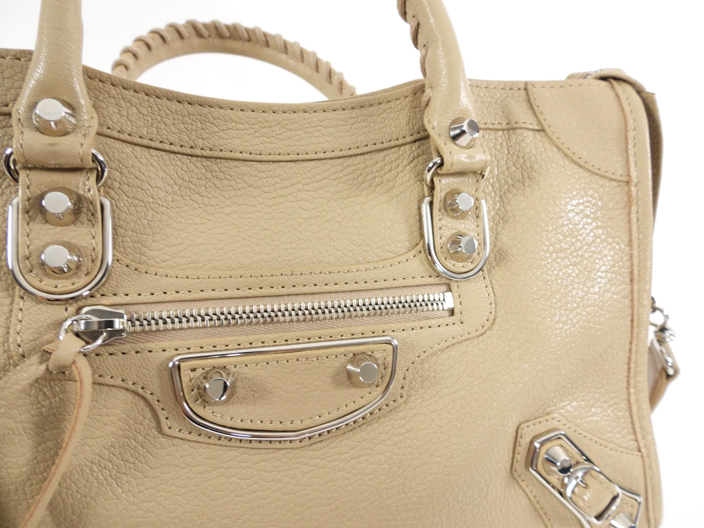 Balenciaga Beige Small Metallic Edge City Bag