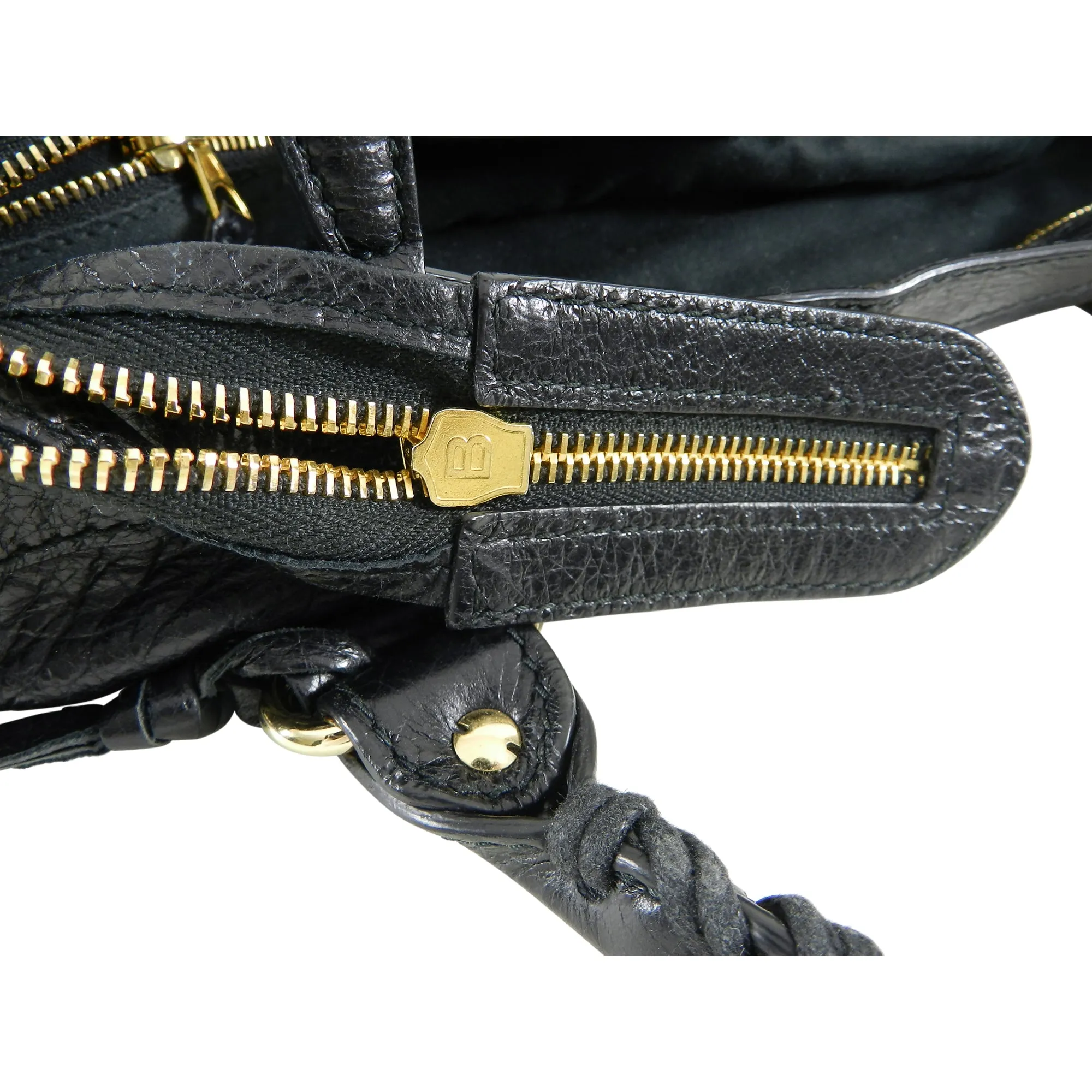 Balenciaga Black City Gold Hardware Motorcycle Bag
