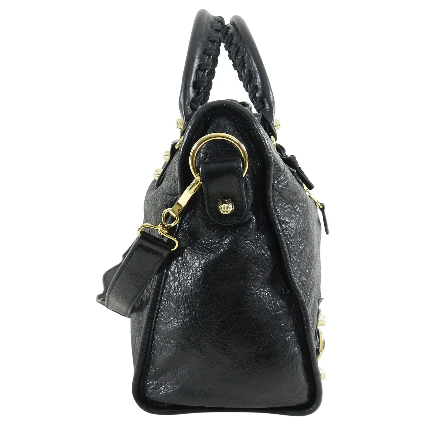 Balenciaga Black City Gold Hardware Motorcycle Bag