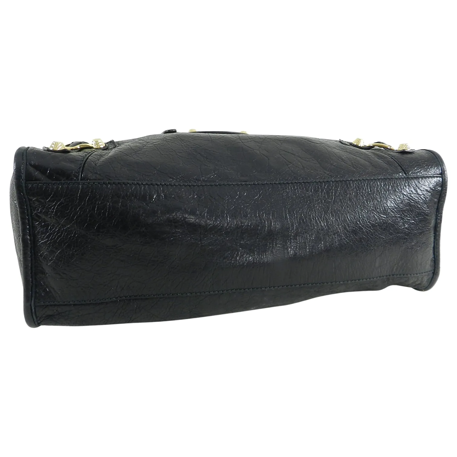 Balenciaga Black City Gold Hardware Motorcycle Bag