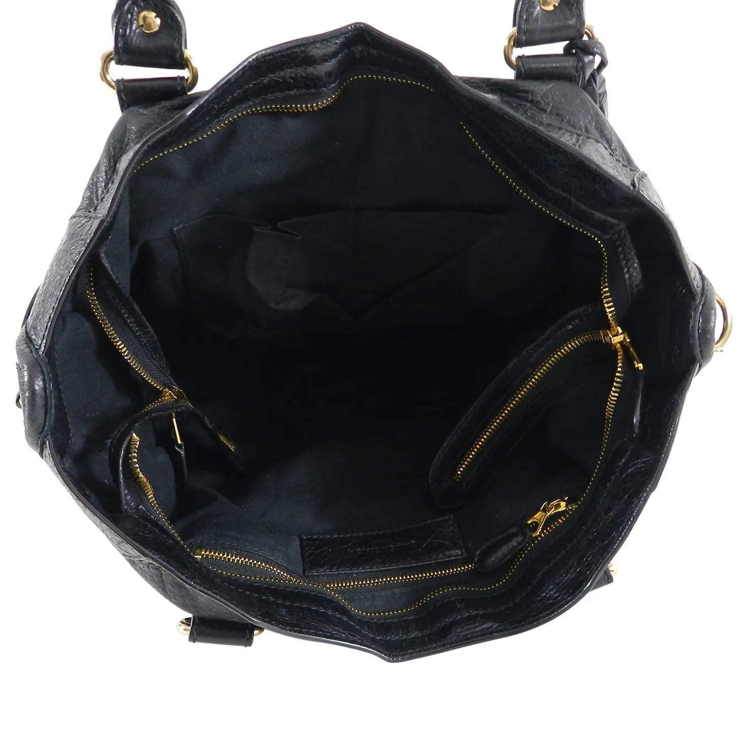 Balenciaga Black City Gold Hardware Motorcycle Bag