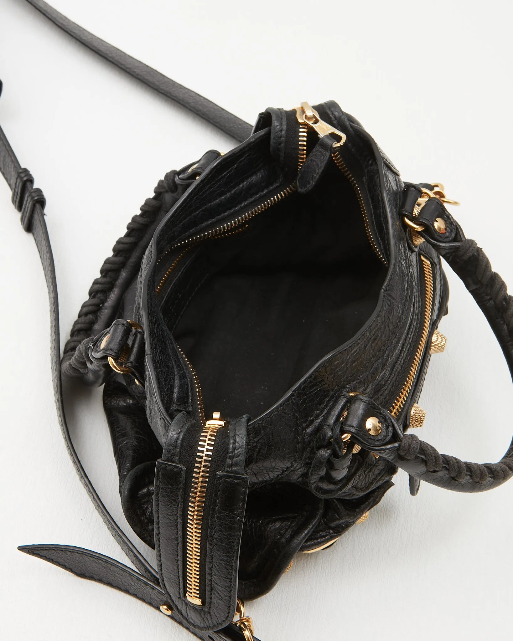 Balenciaga Black Leather Motocross Giant 21 MIni City Bag