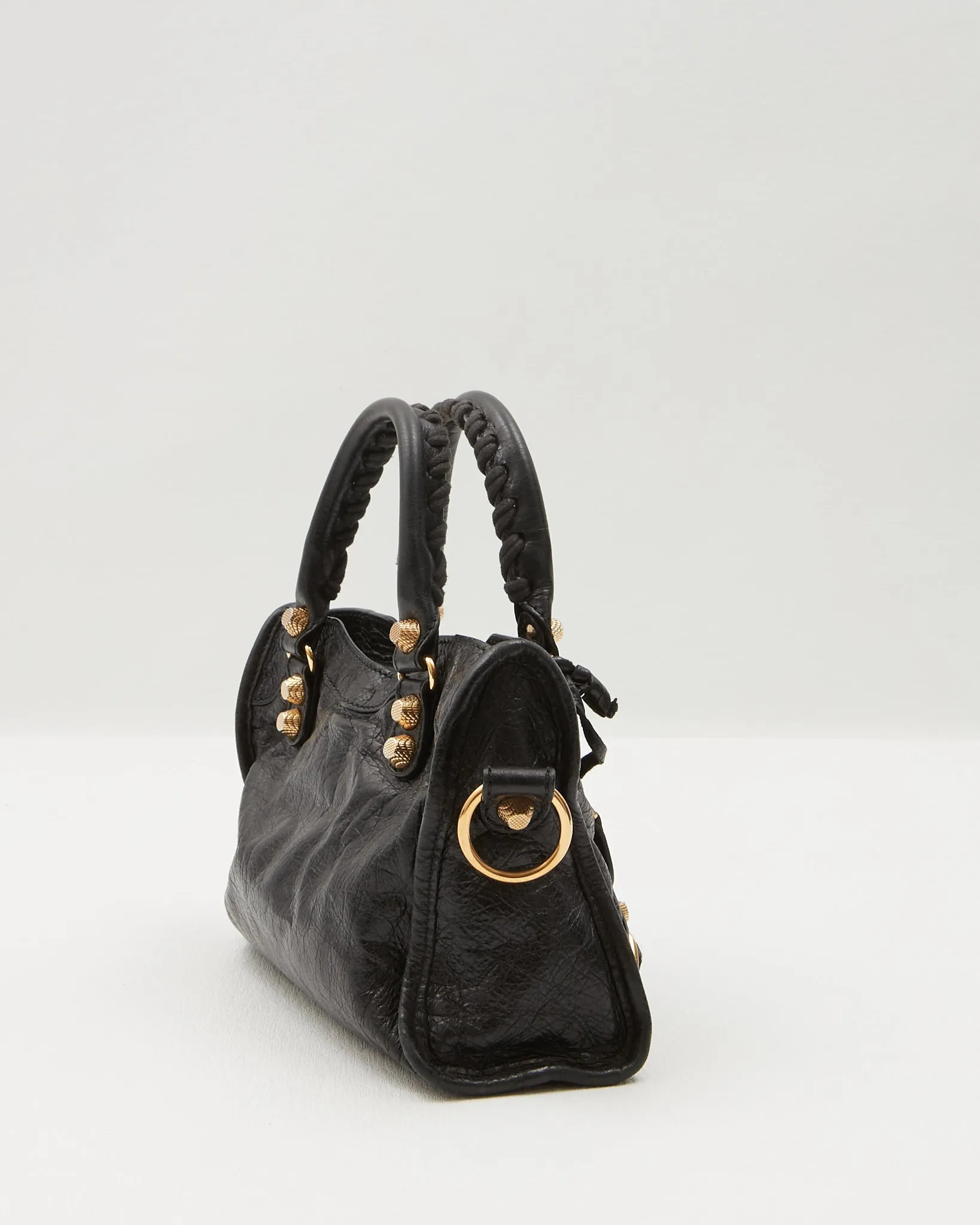 Balenciaga Black Leather Motocross Giant 21 MIni City Bag