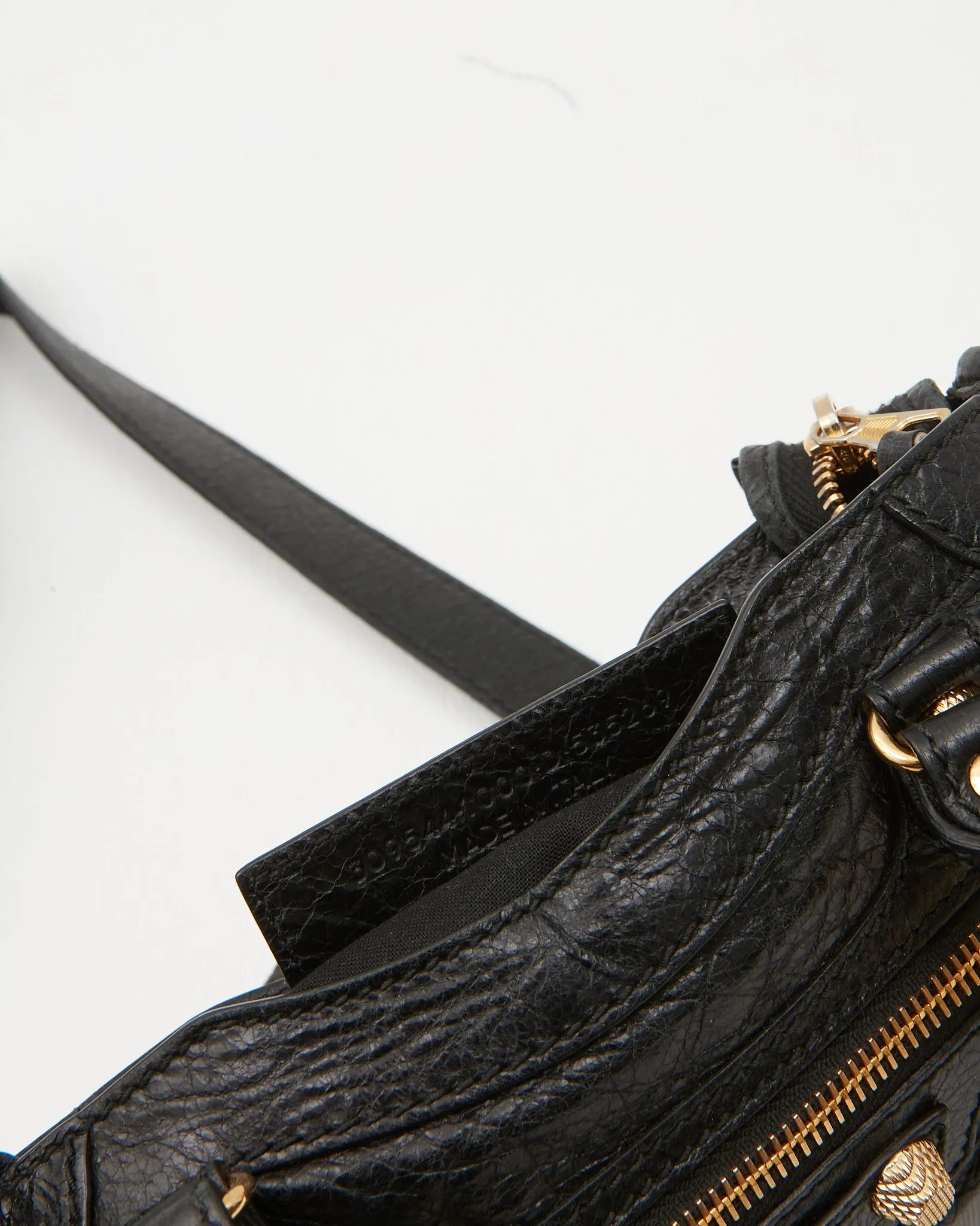 Balenciaga Black Leather Motocross Giant 21 MIni City Bag