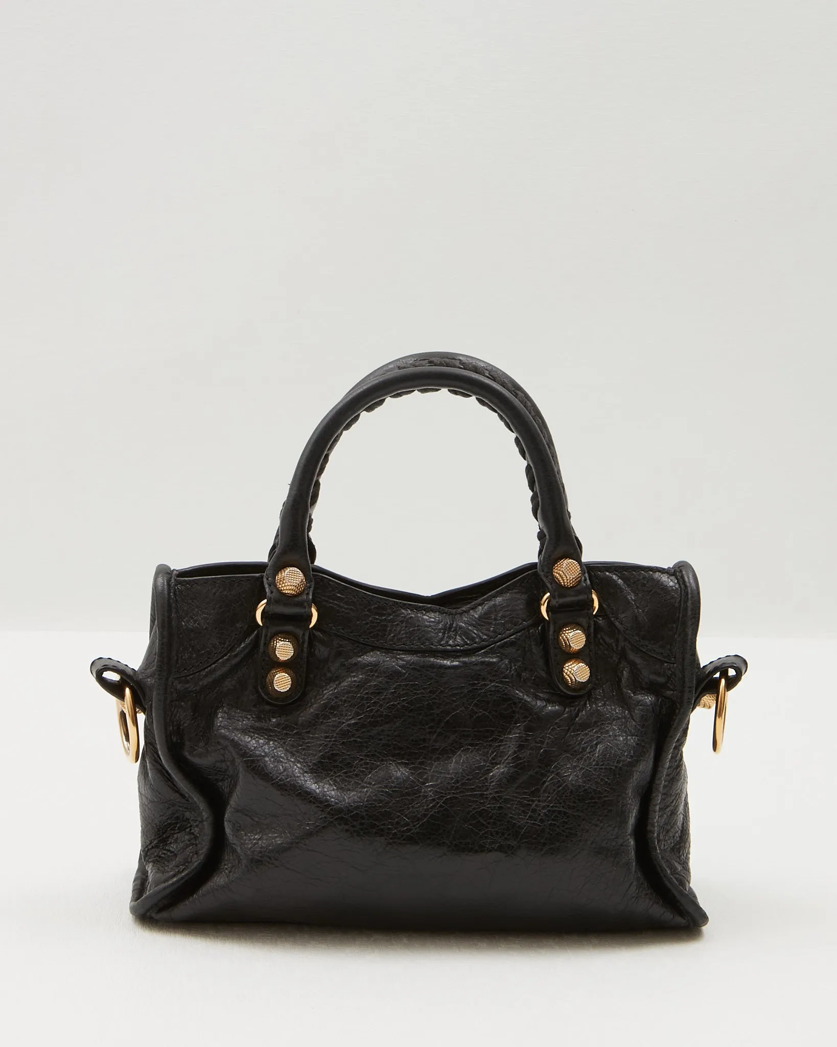 Balenciaga Black Leather Motocross Giant 21 MIni City Bag