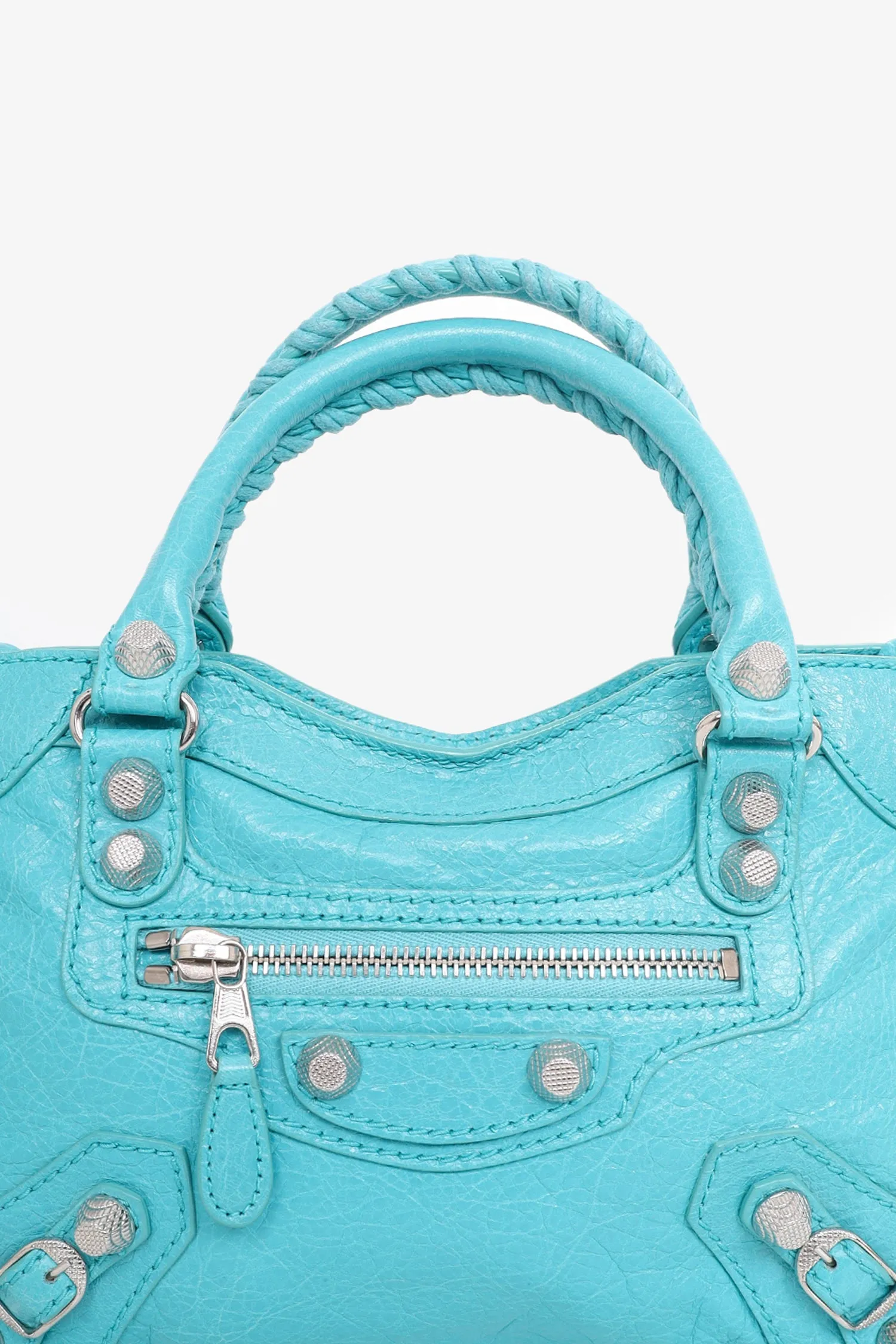 Balenciaga Blue Leather Classic Mini City Bag with Strap