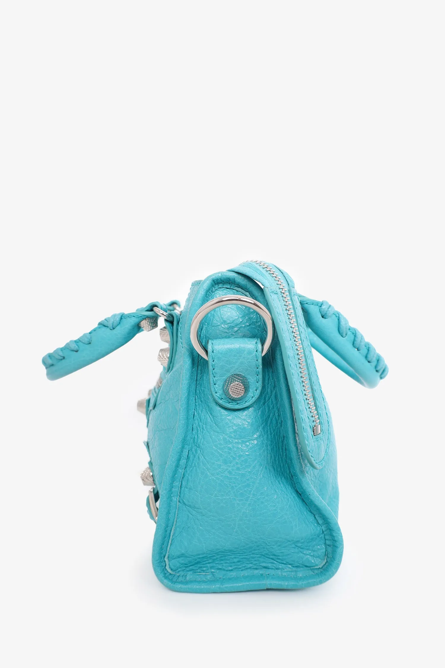 Balenciaga Blue Leather Classic Mini City Bag with Strap