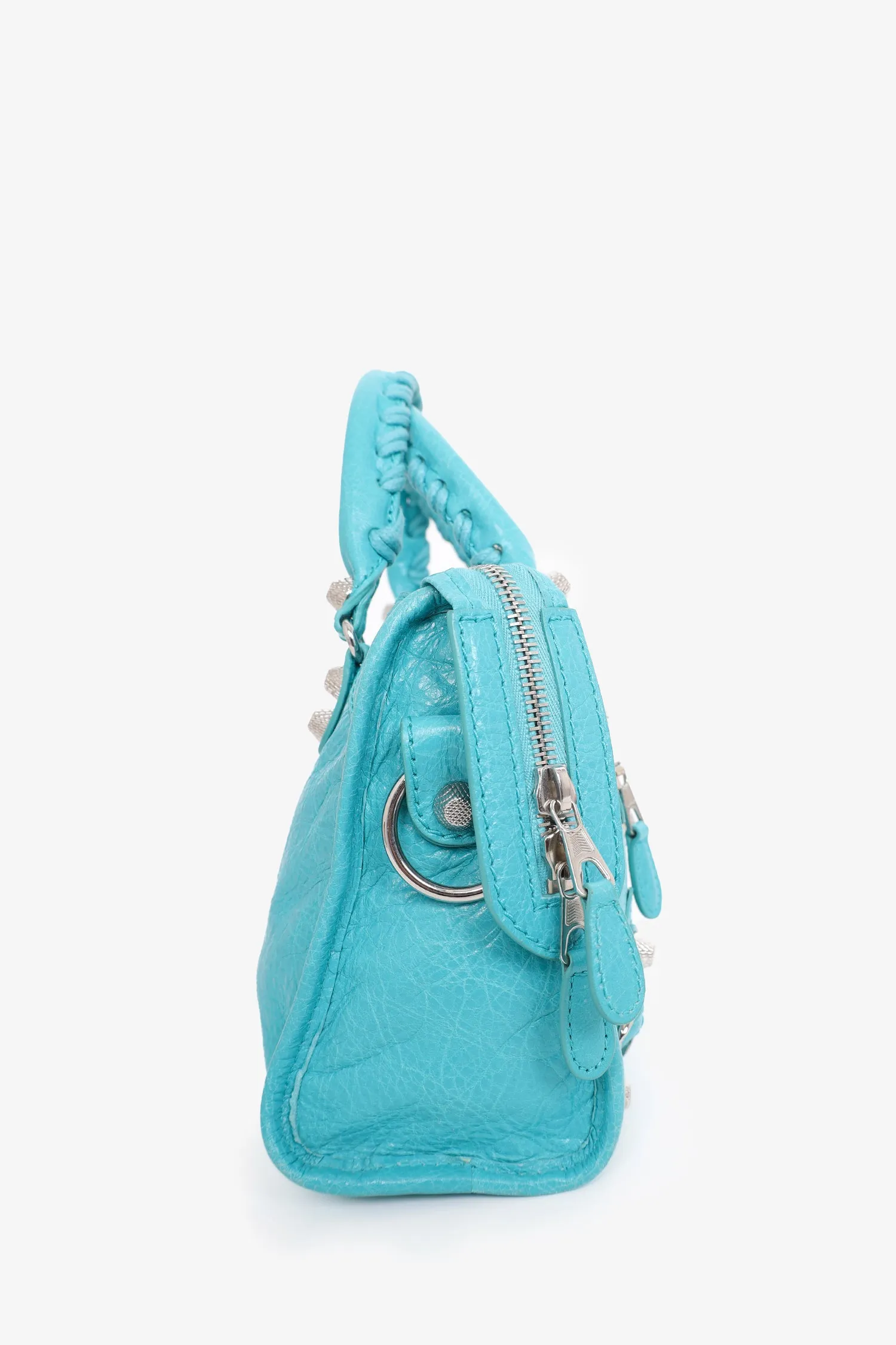 Balenciaga Blue Leather Classic Mini City Bag with Strap