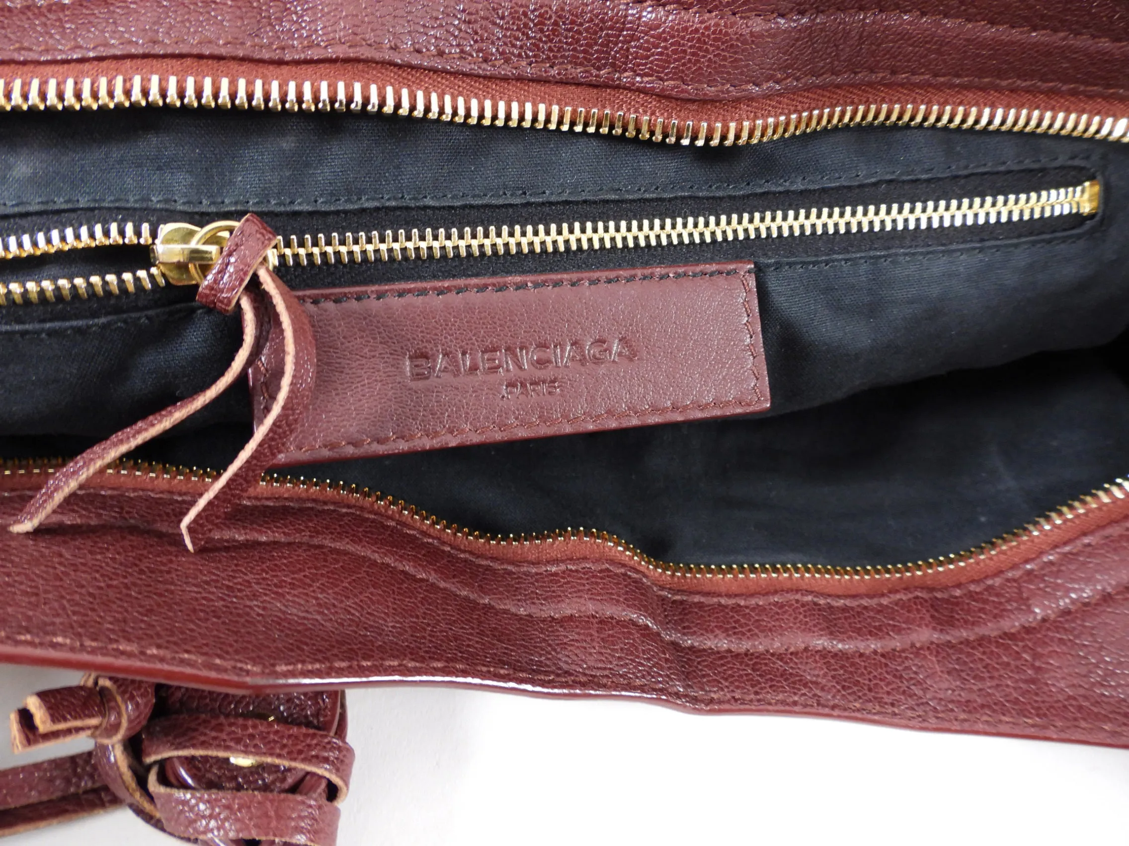 Balenciaga Burgundy Metallic Edge City Medium Bag