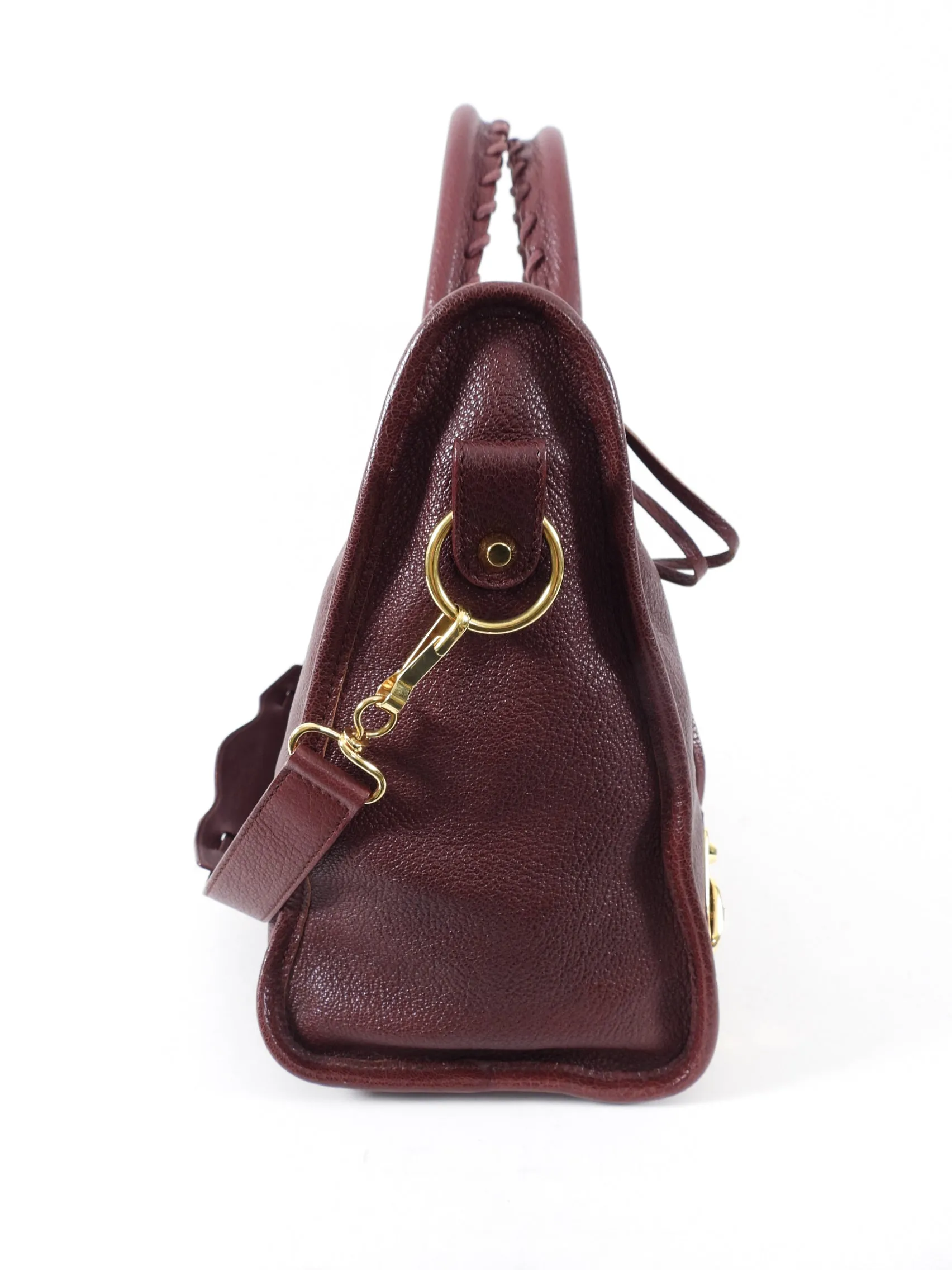 Balenciaga Burgundy Metallic Edge City Medium Bag