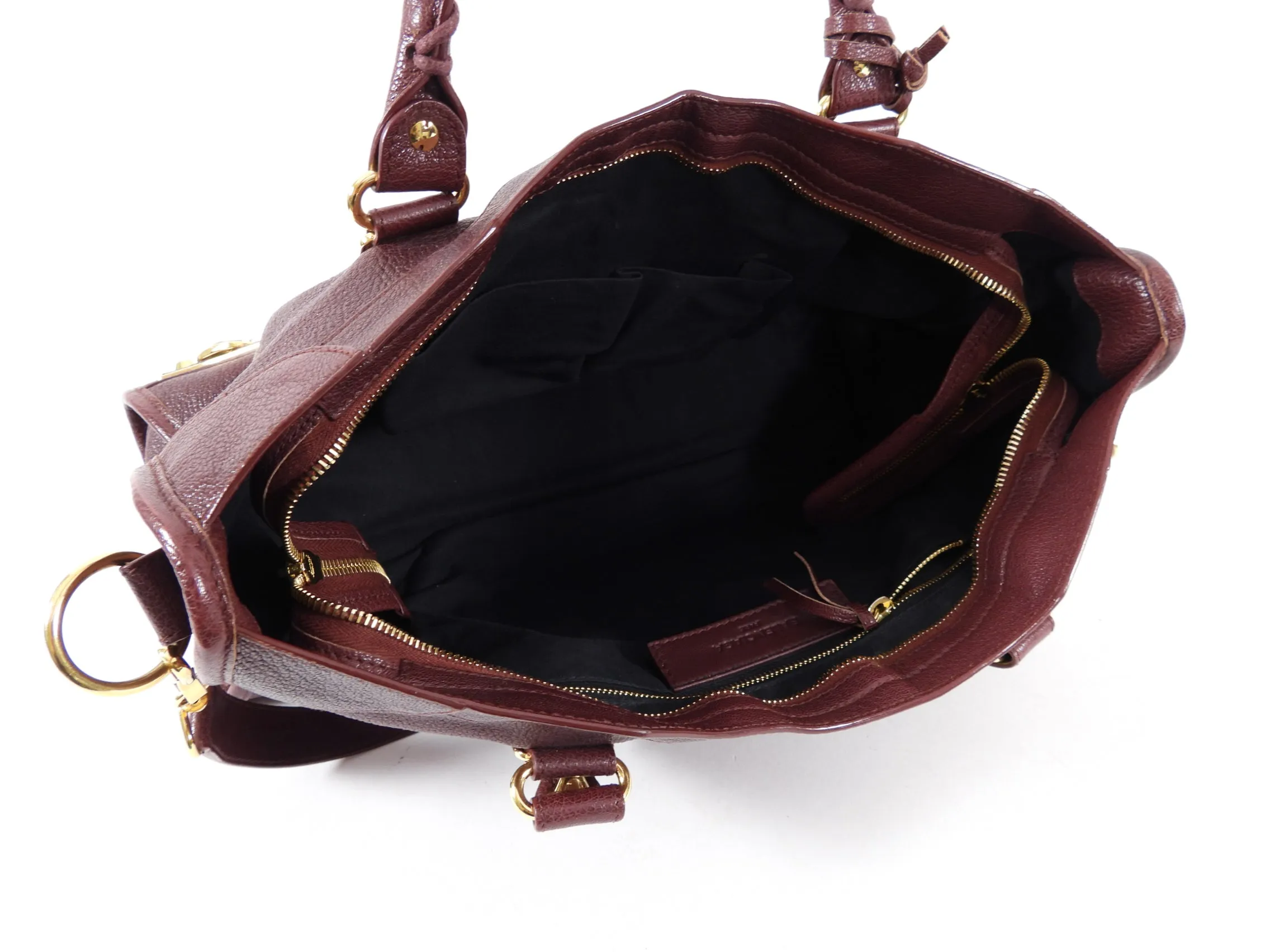 Balenciaga Burgundy Metallic Edge City Medium Bag