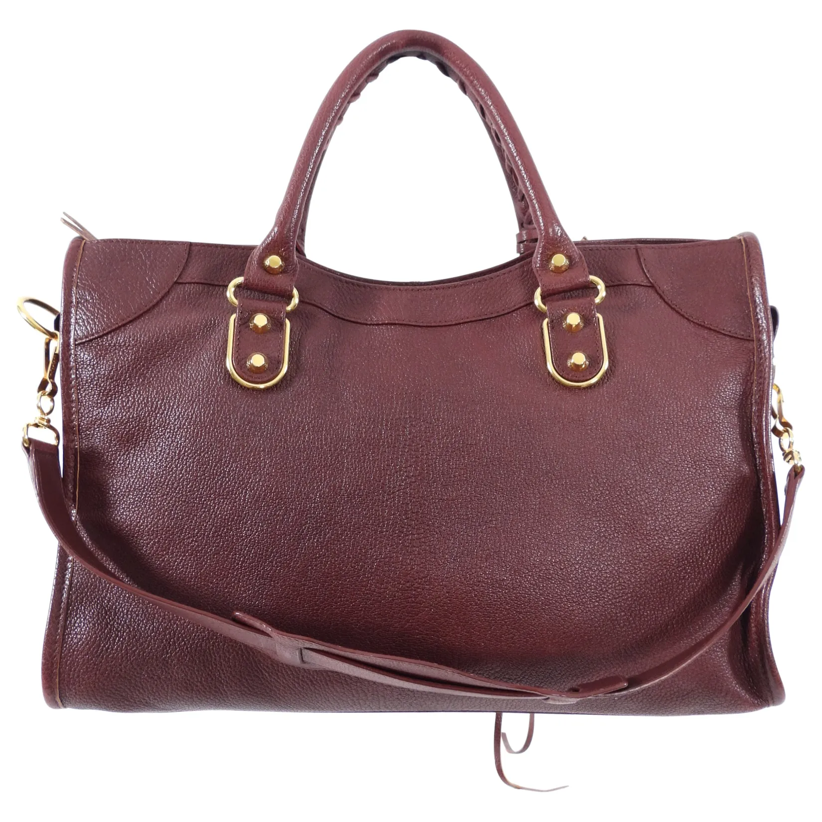 Balenciaga Burgundy Metallic Edge City Medium Bag