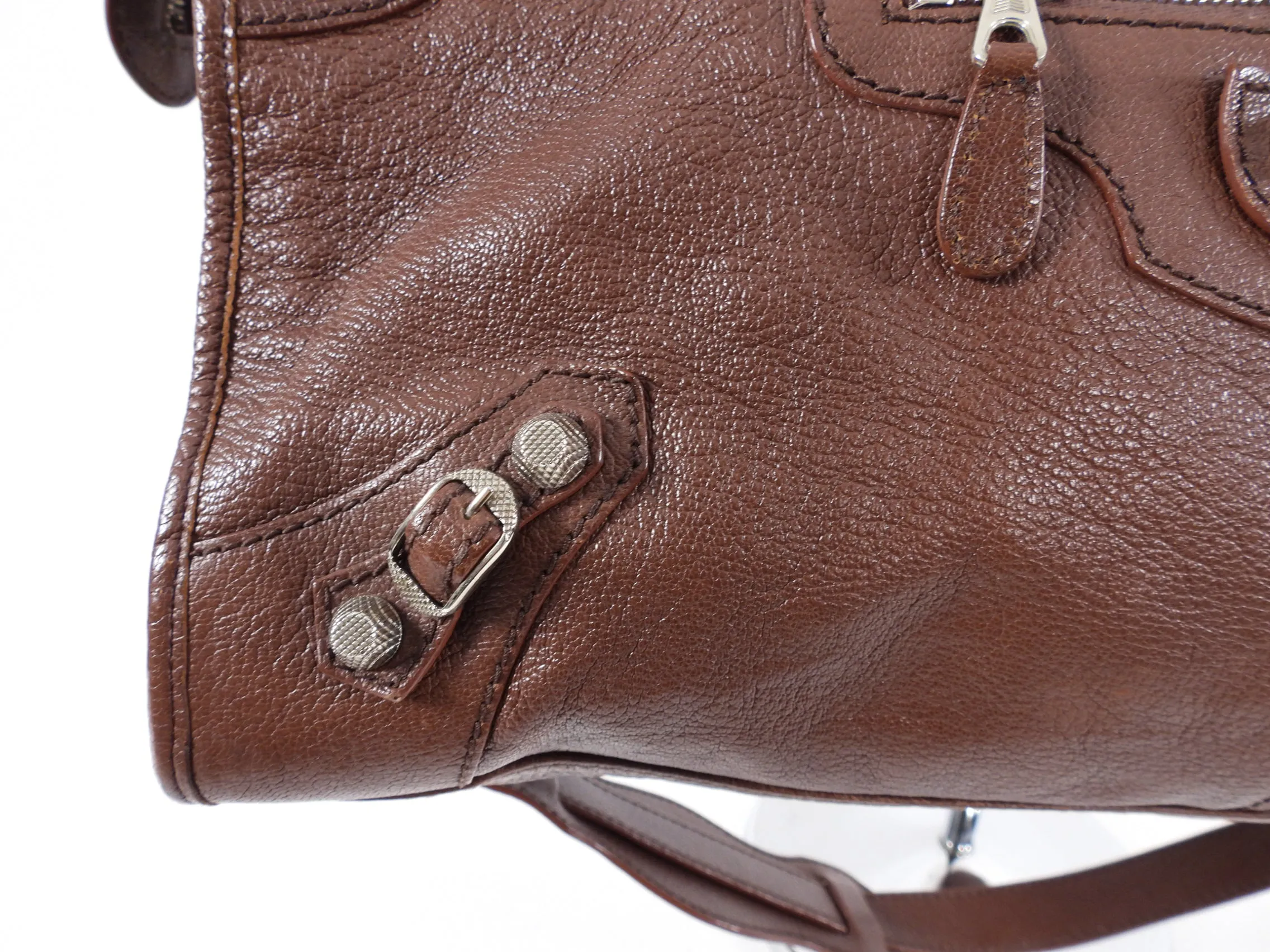 Balenciaga Chocolate Brown City Bag Silver Hardware