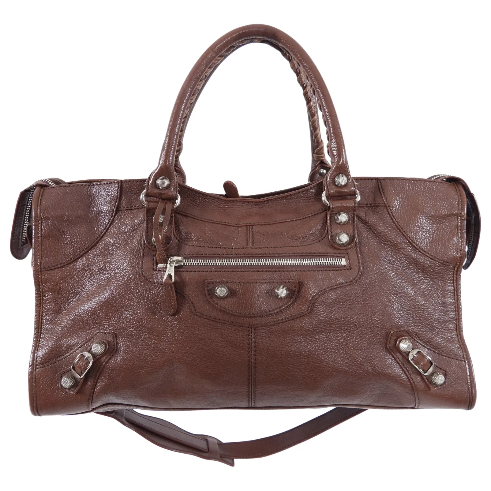 Balenciaga Chocolate Brown City Bag Silver Hardware