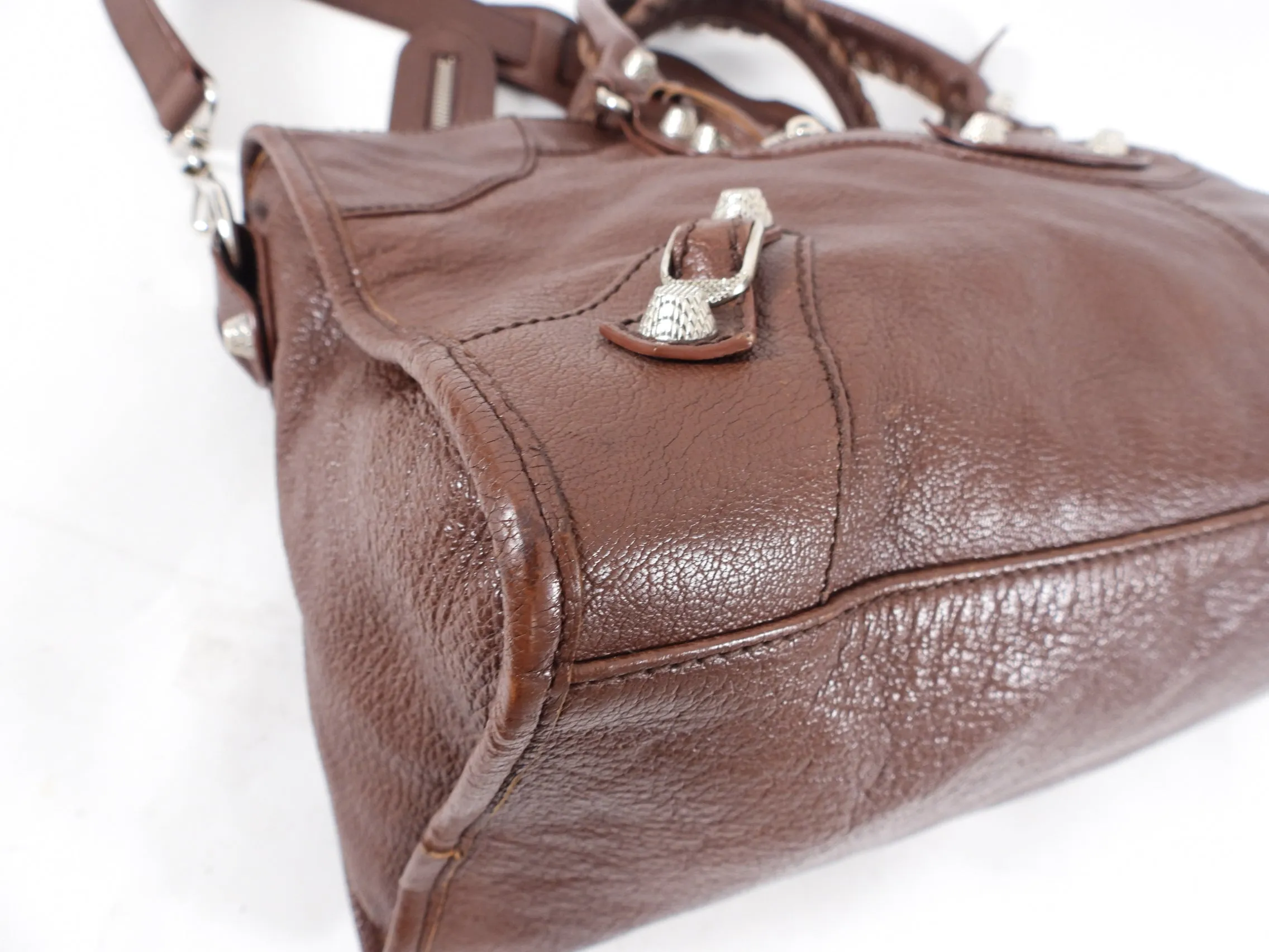 Balenciaga Chocolate Brown City Bag Silver Hardware
