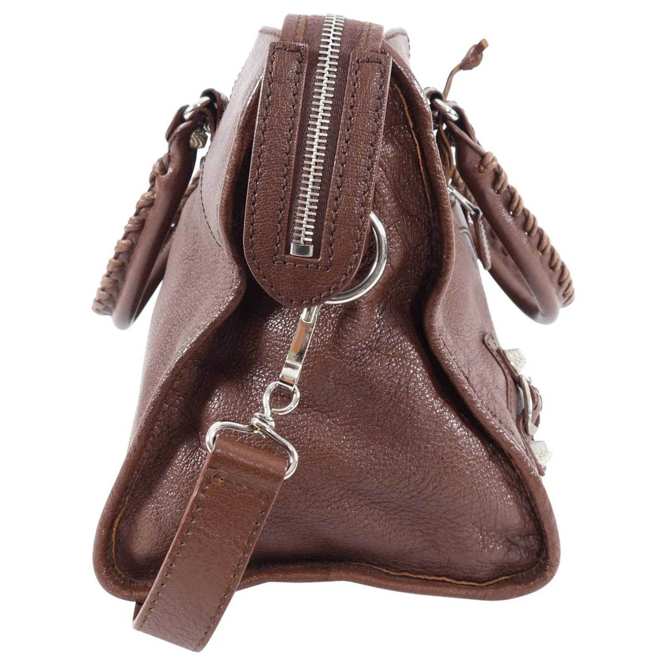 Balenciaga Chocolate Brown City Bag Silver Hardware