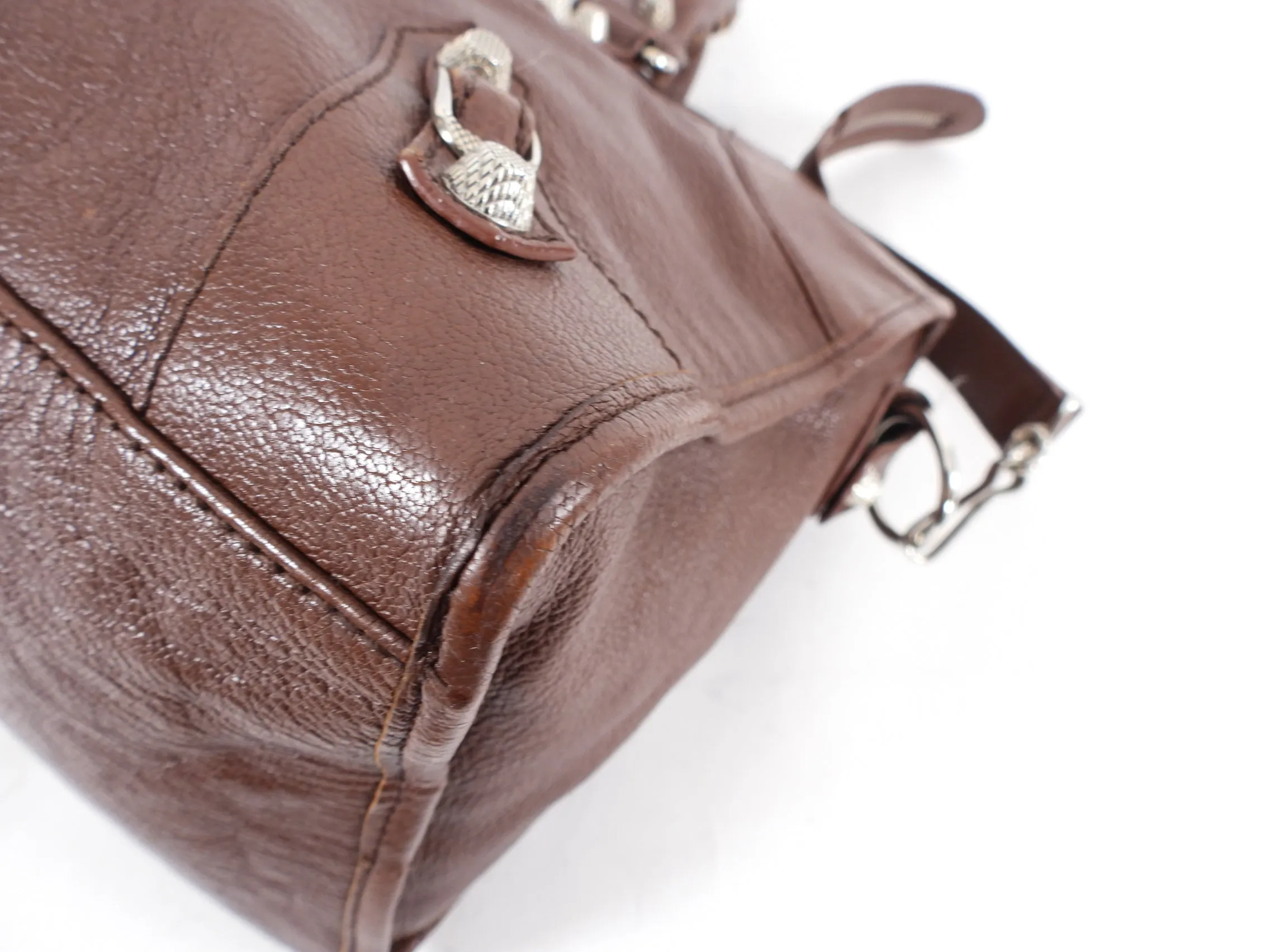 Balenciaga Chocolate Brown City Bag Silver Hardware
