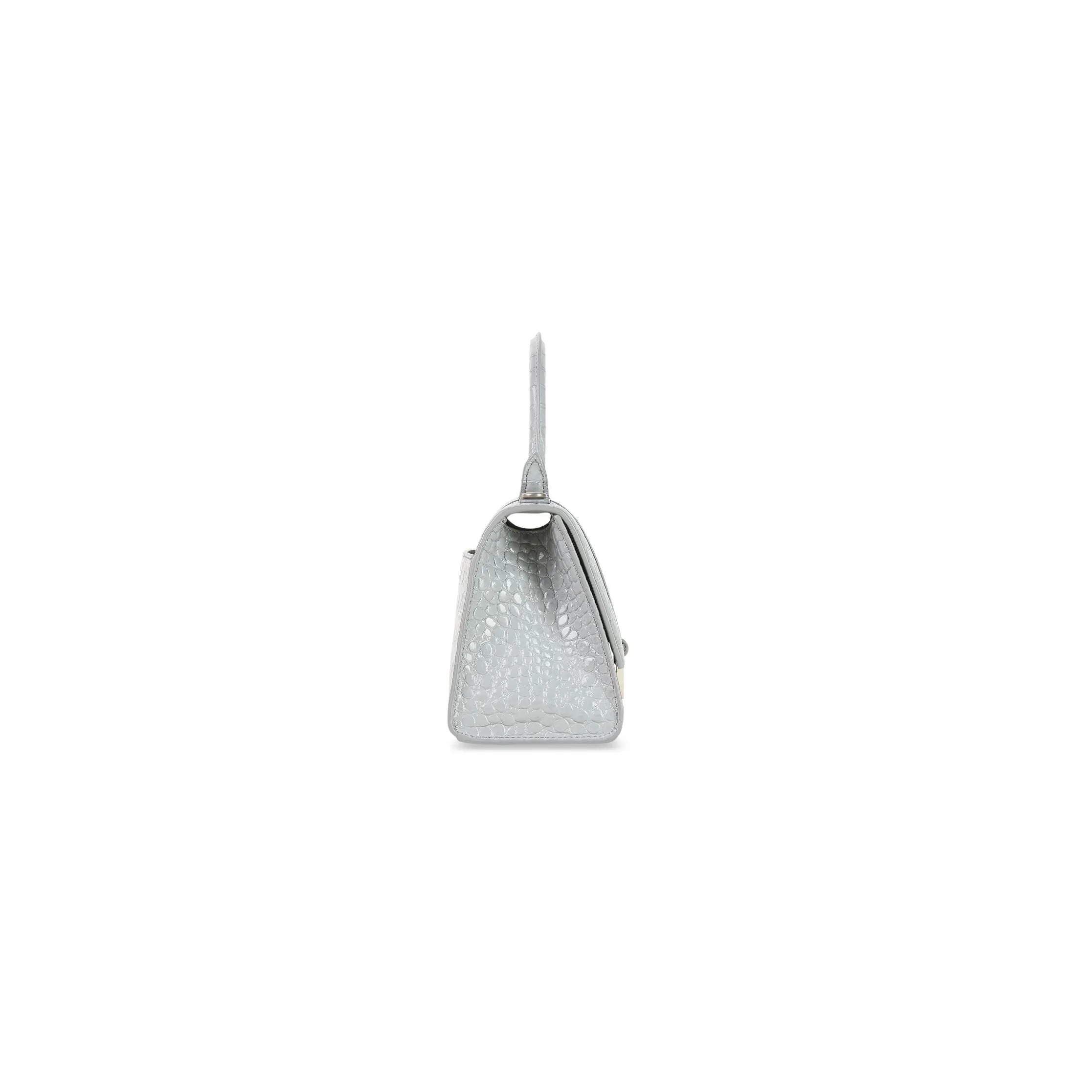 BALENCIAGA HOURGLASS SMALL HANDBAG CROCODILE EMBOSSED IN GREY