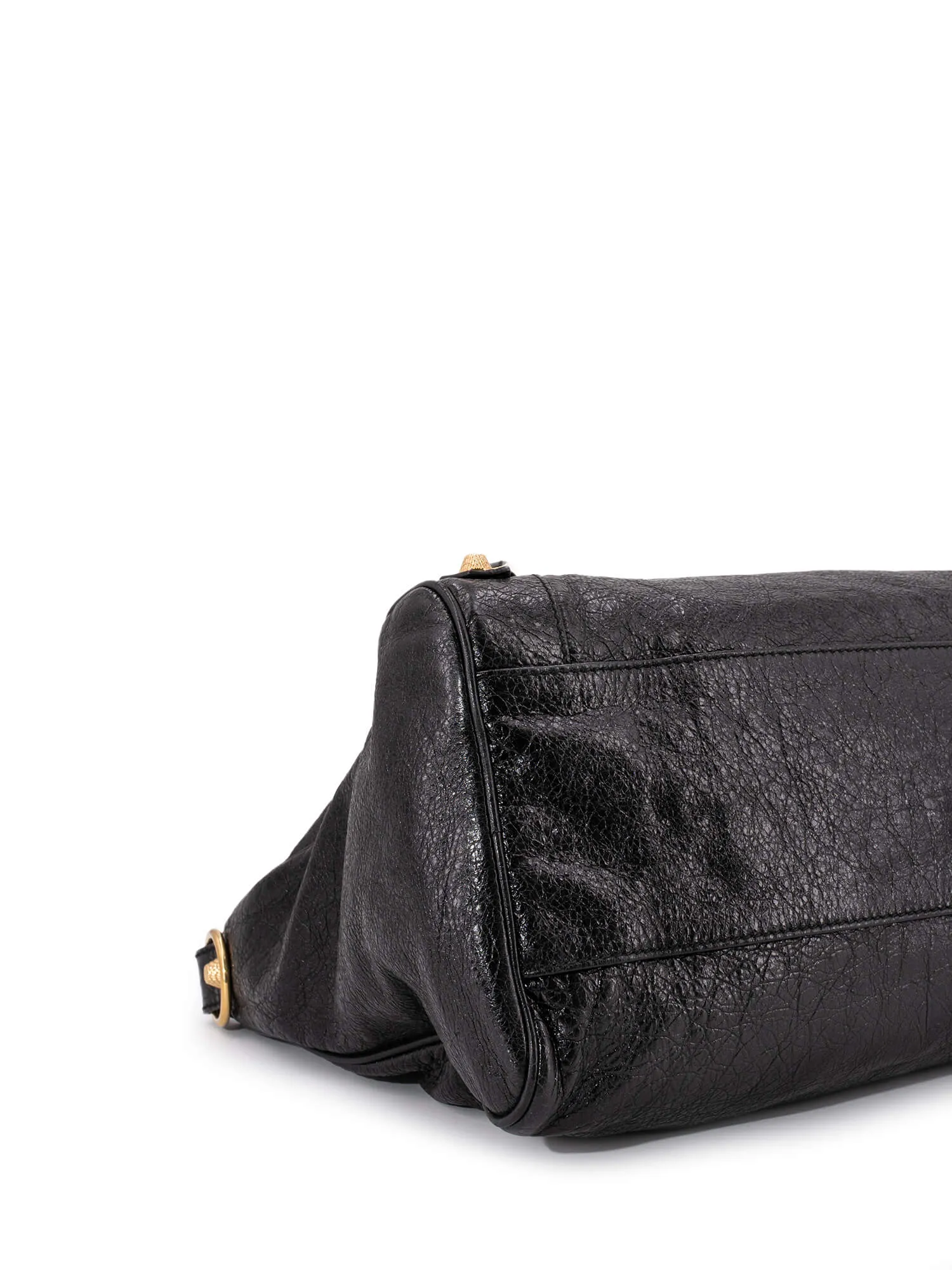 Balenciaga Leather Gold City Shoulder Bag Black