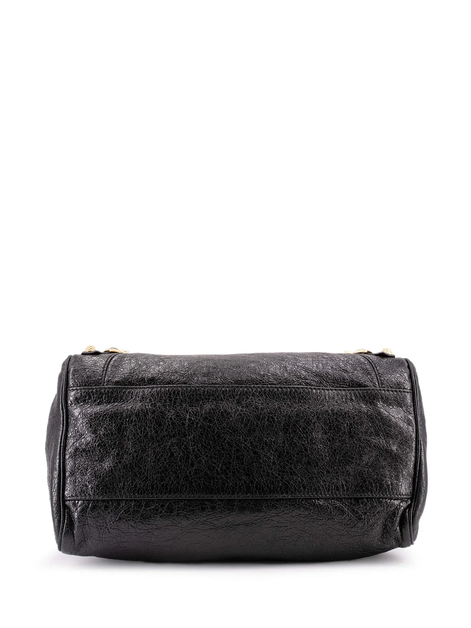 Balenciaga Leather Gold City Shoulder Bag Black