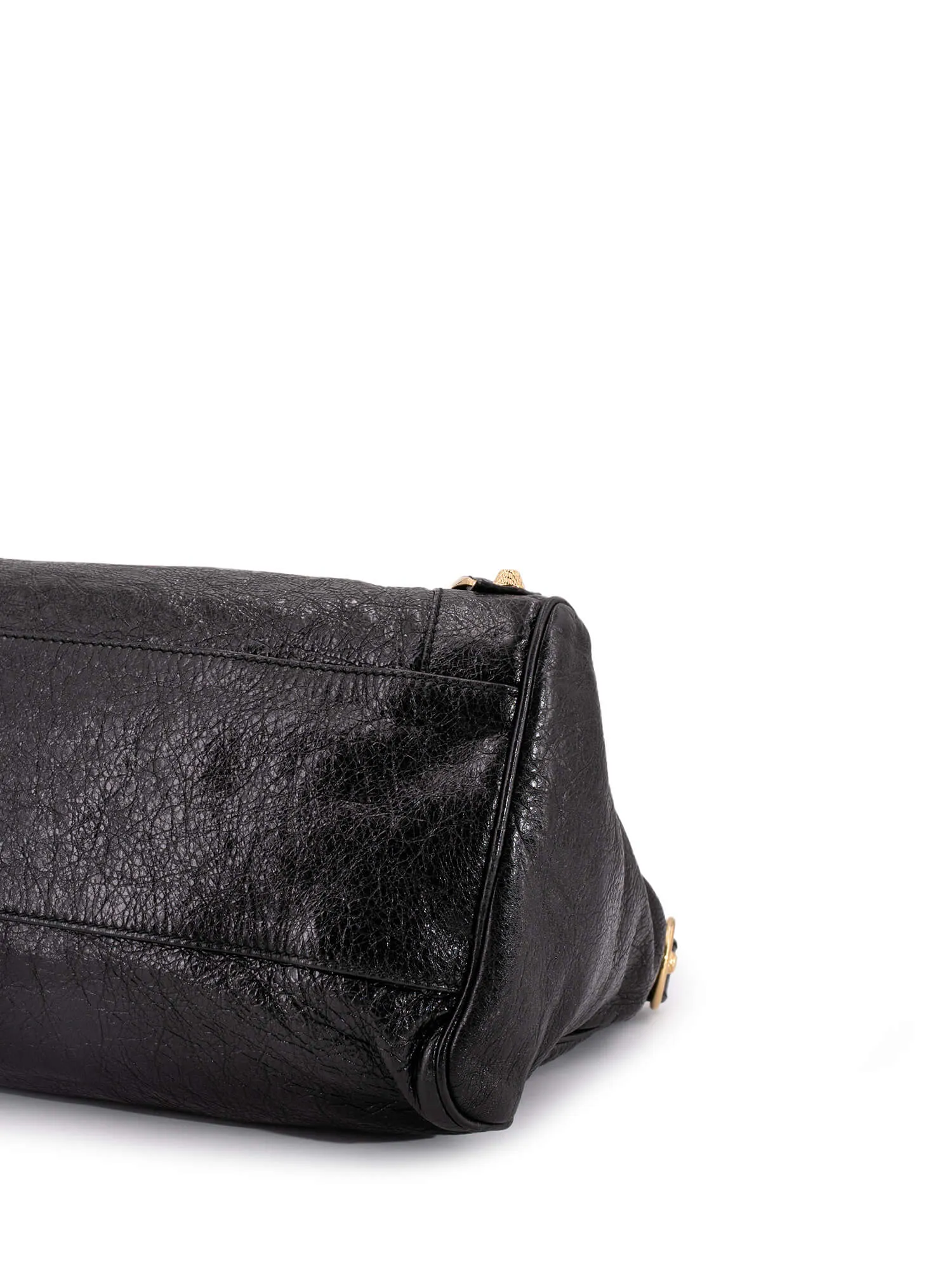 Balenciaga Leather Gold City Shoulder Bag Black