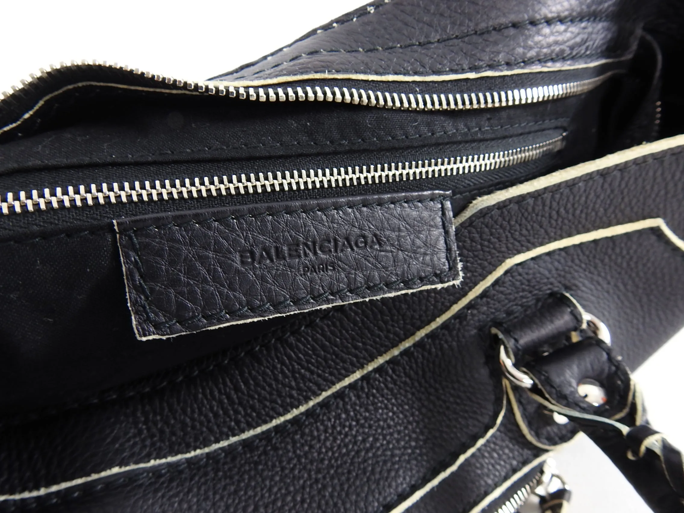 Balenciaga Matte Black Leather Motocross City Bag