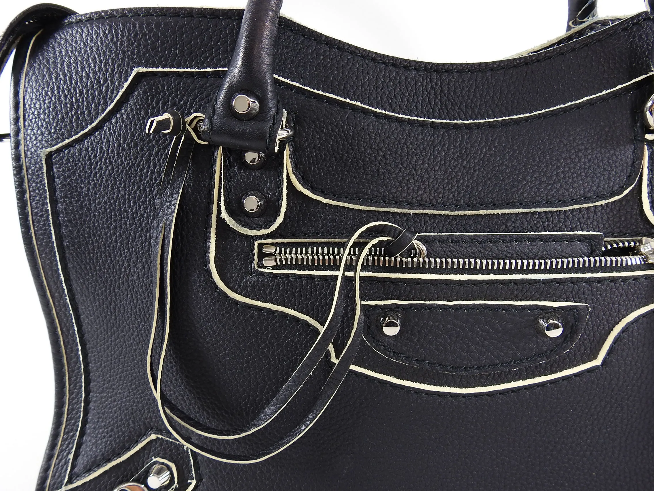 Balenciaga Matte Black Leather Motocross City Bag