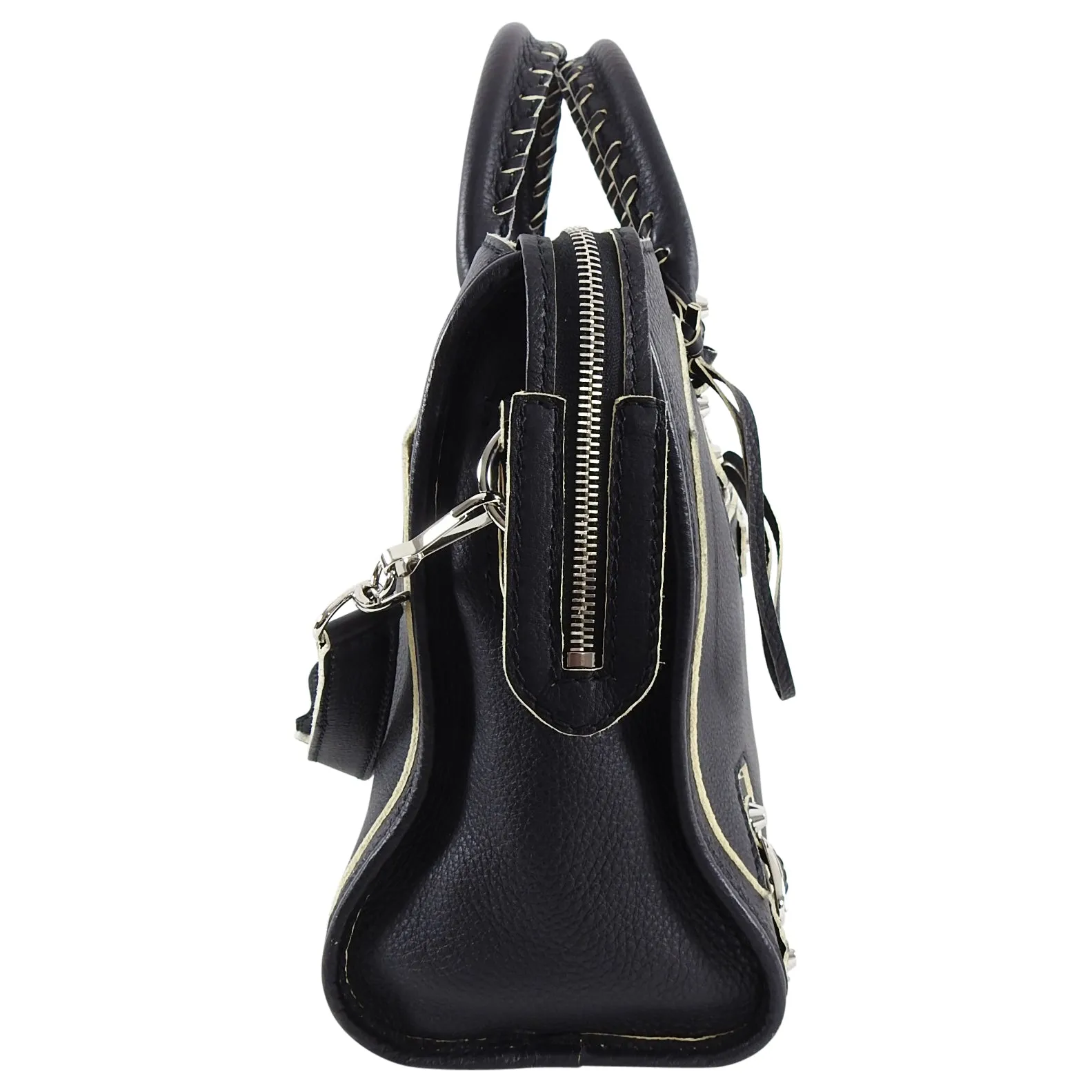 Balenciaga Matte Black Leather Motocross City Bag