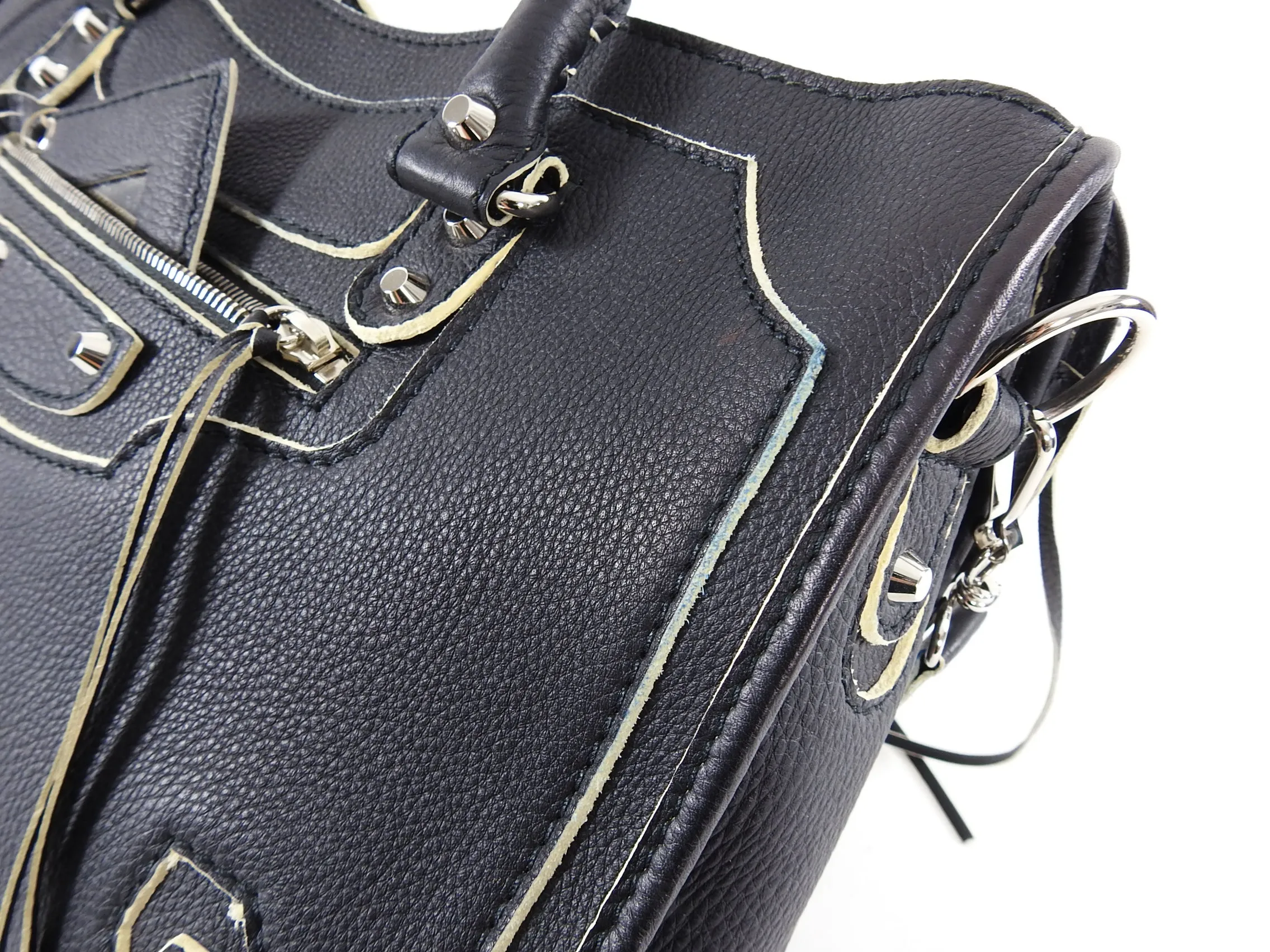 Balenciaga Matte Black Leather Motocross City Bag